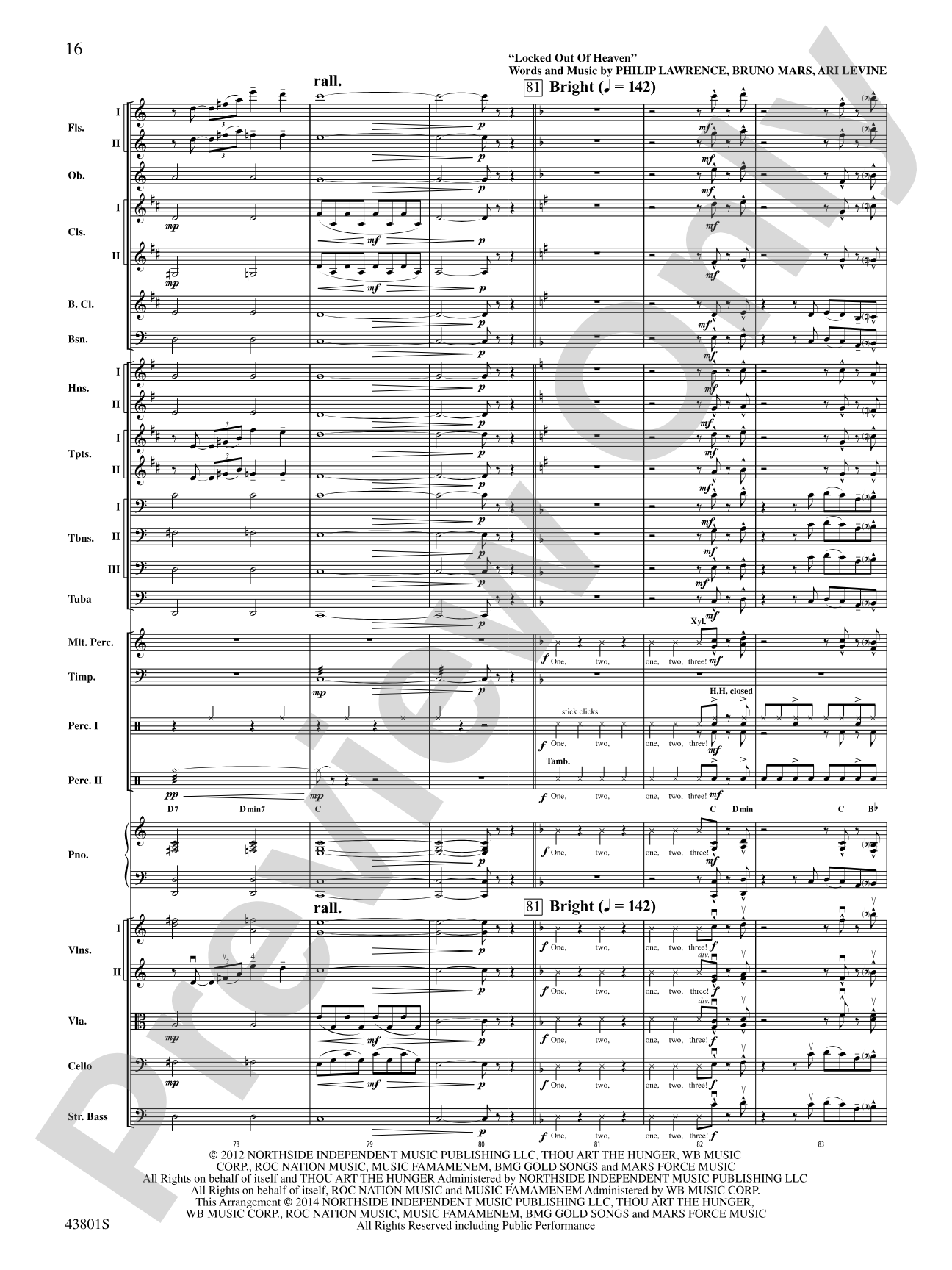 Bruno Mars' Greatest Hits: Full Orchestra Conductor Score & Parts