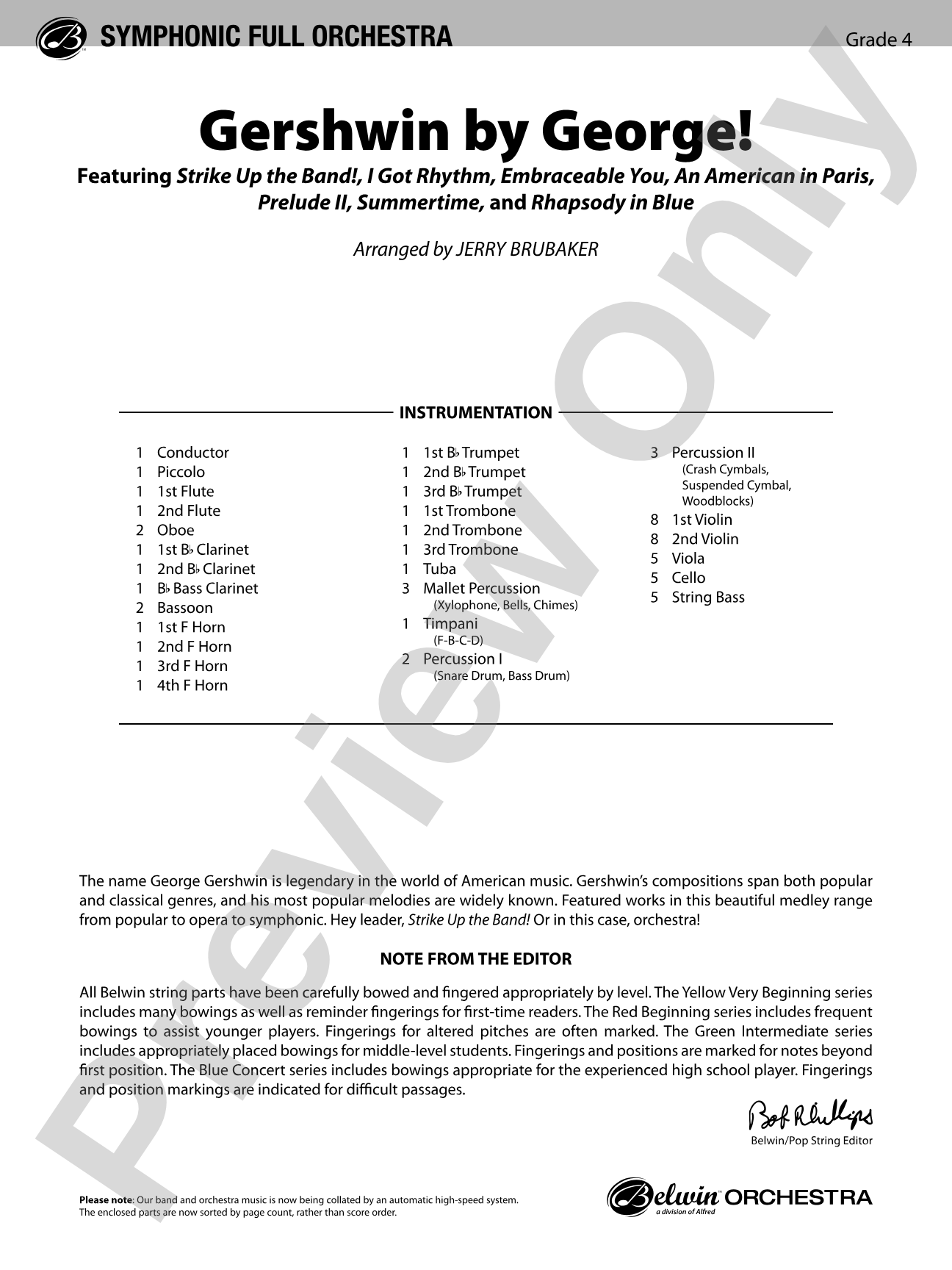 Gershwin by George!: Full Orchestra Conductor Score & Parts