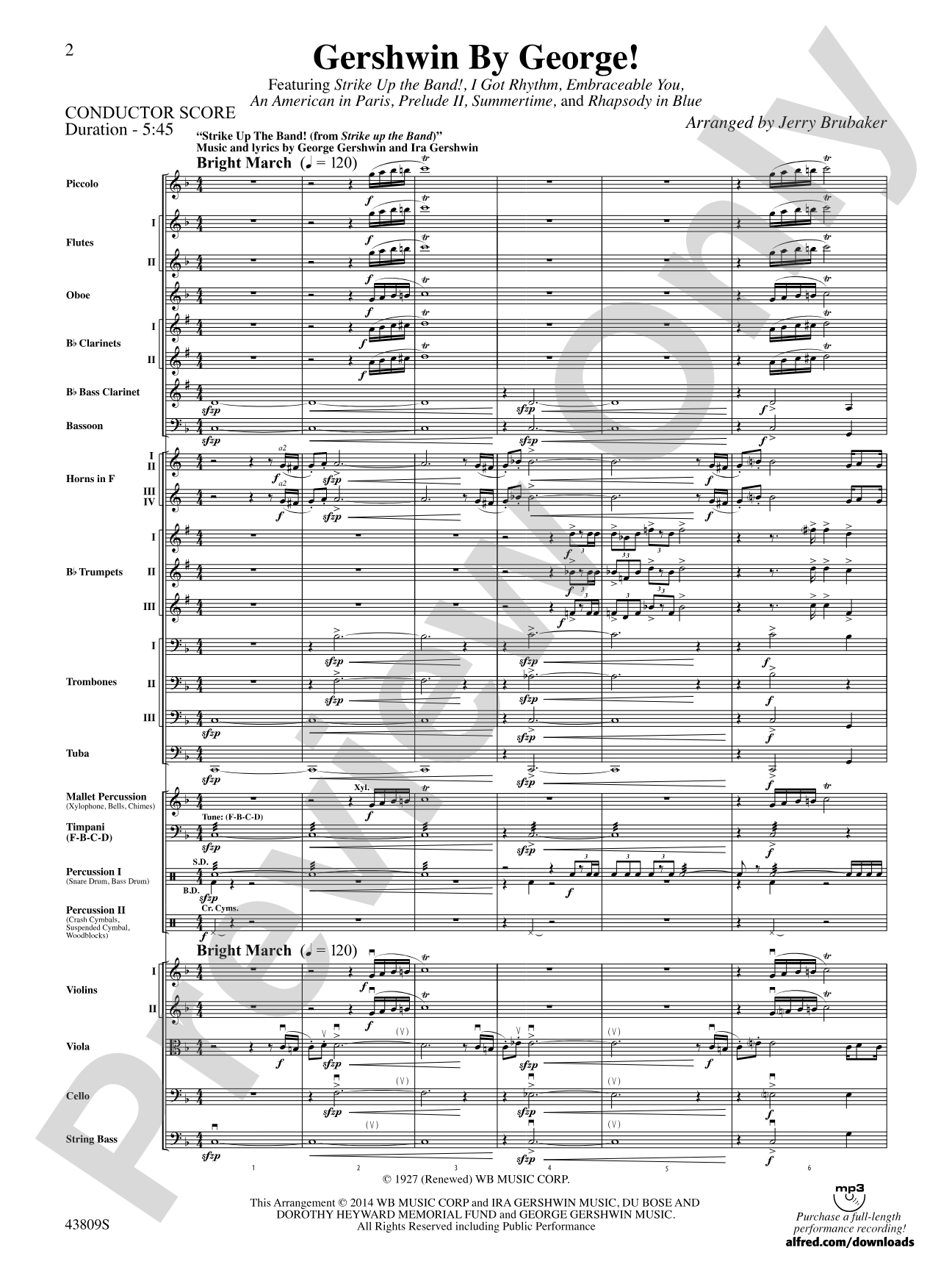 Gershwin by George!: Full Orchestra Conductor Score & Parts