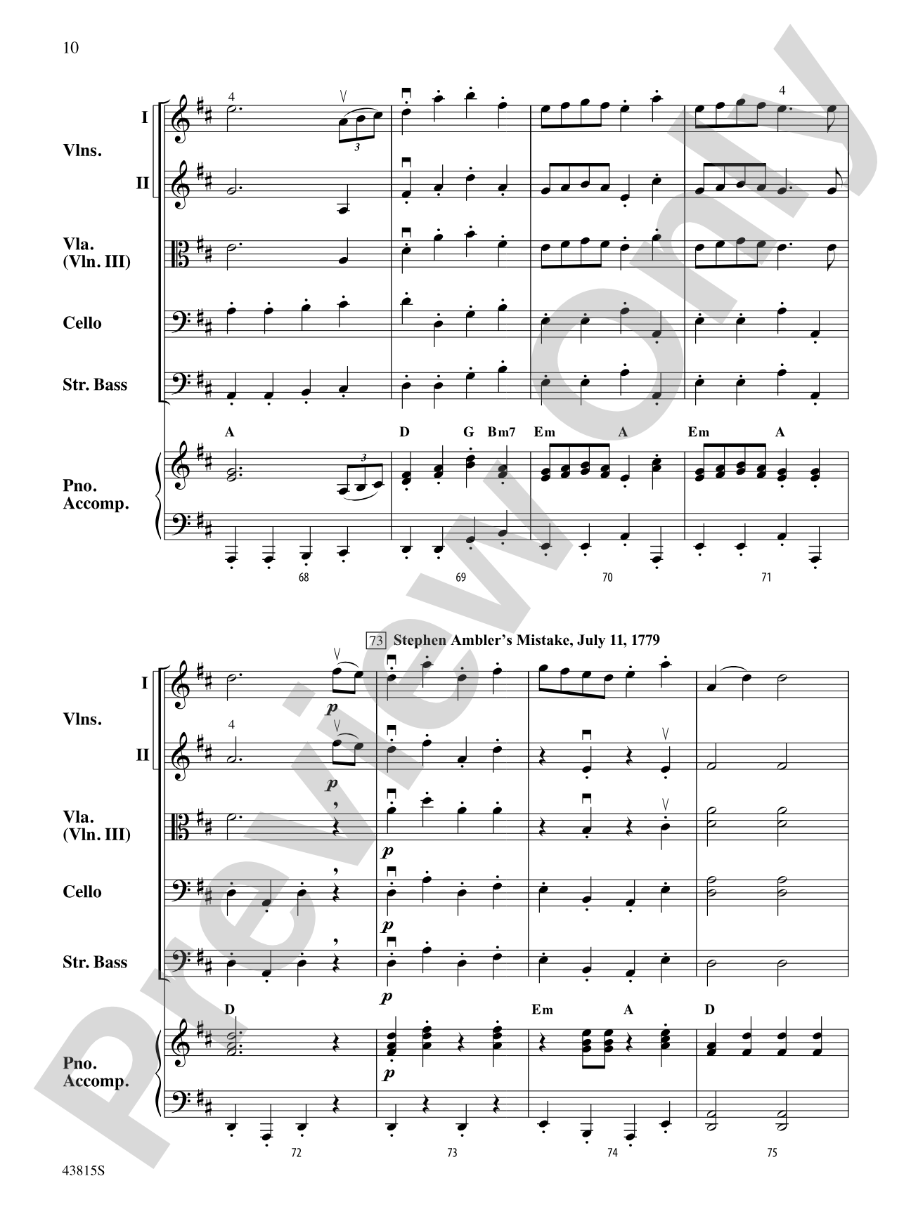 A Revolutionary War Tale: String Orchestra Conductor Score & Parts