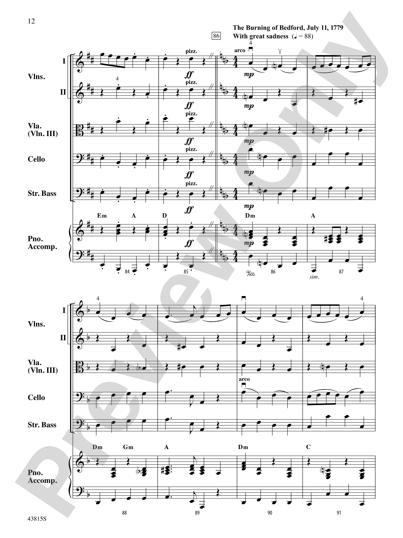 A Revolutionary War Tale: String Orchestra Conductor Score & Parts