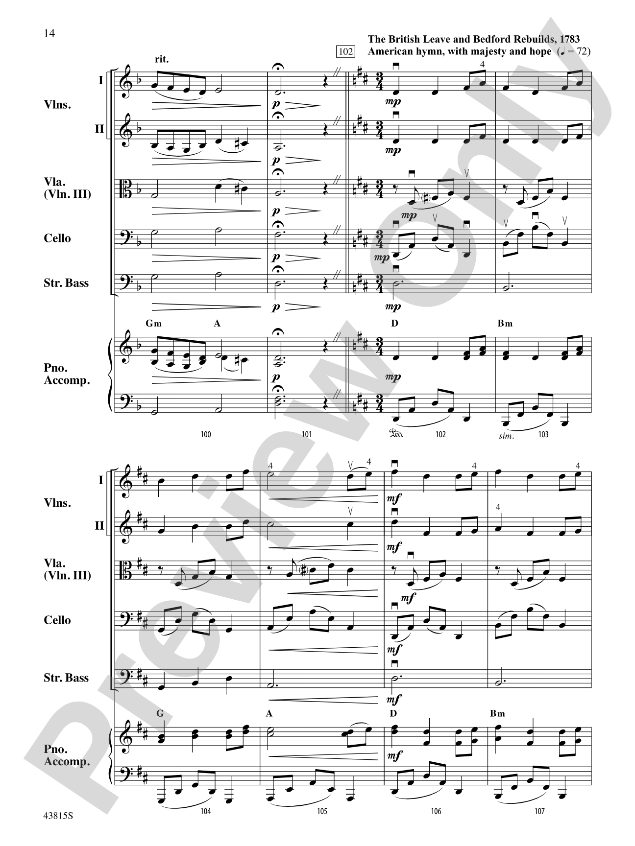 A Revolutionary War Tale: String Orchestra Conductor Score & Parts