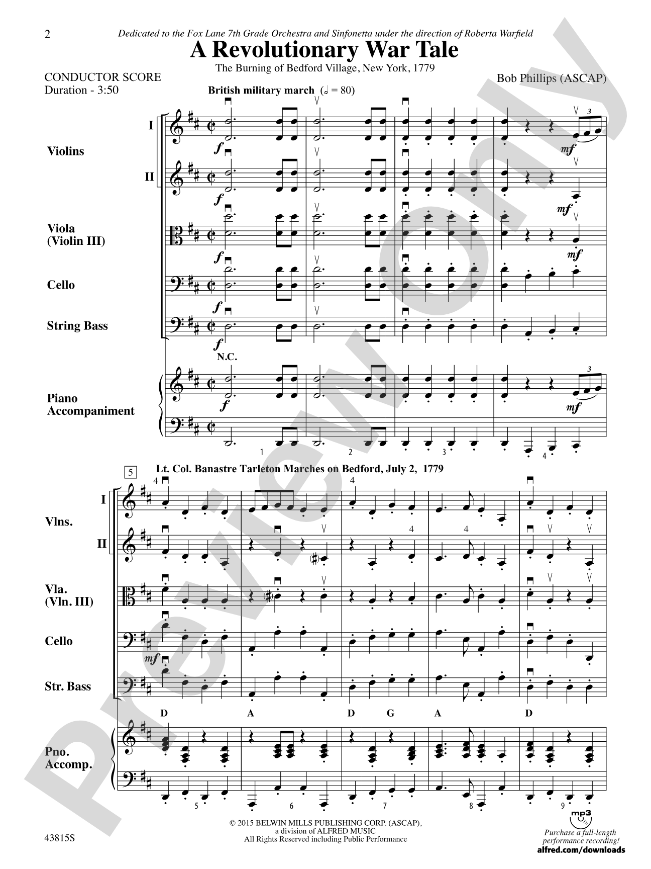 A Revolutionary War Tale: String Orchestra Conductor Score & Parts
