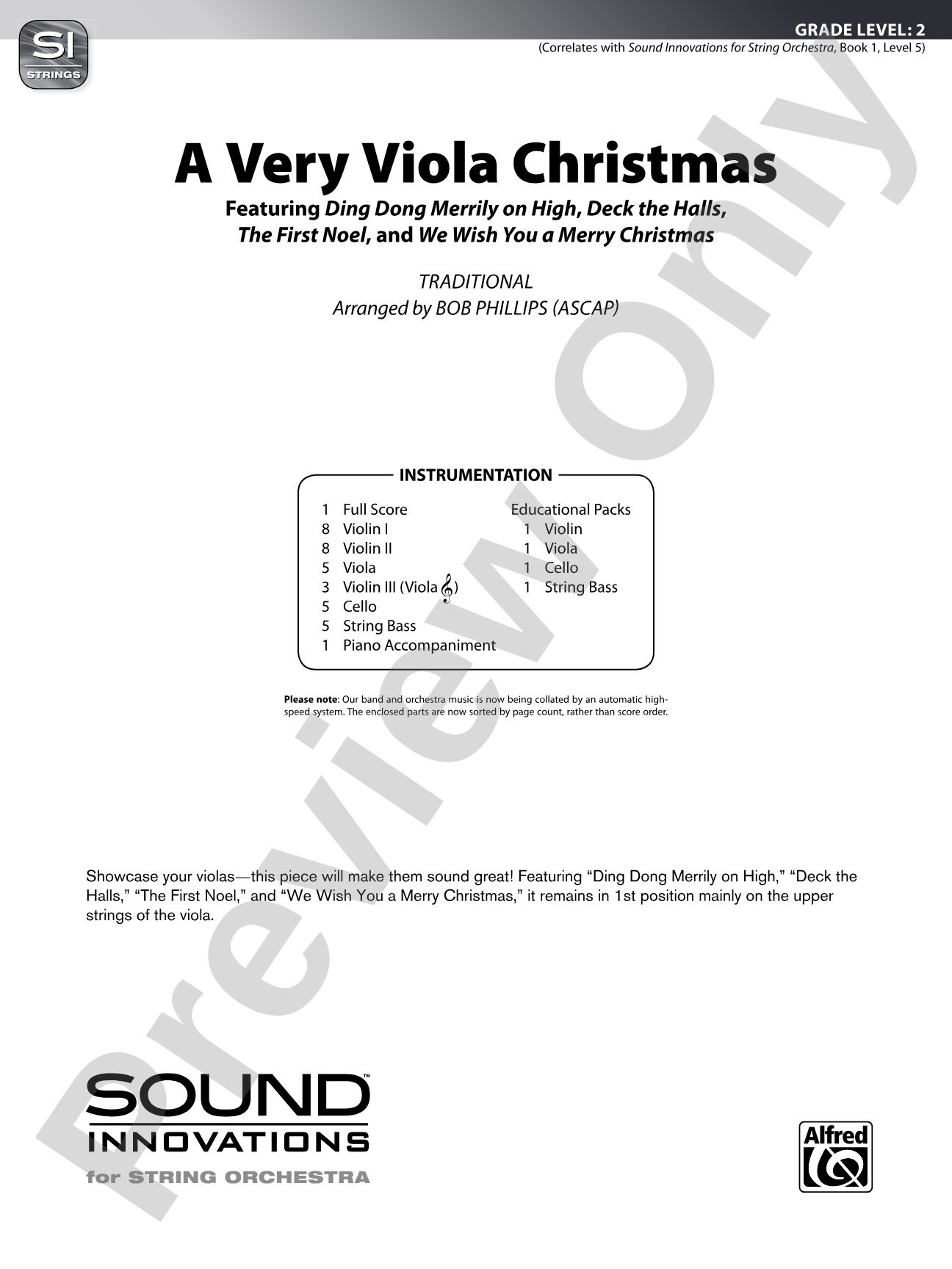 A Very Viola Christmas: String Orchestra Conductor Score & Parts