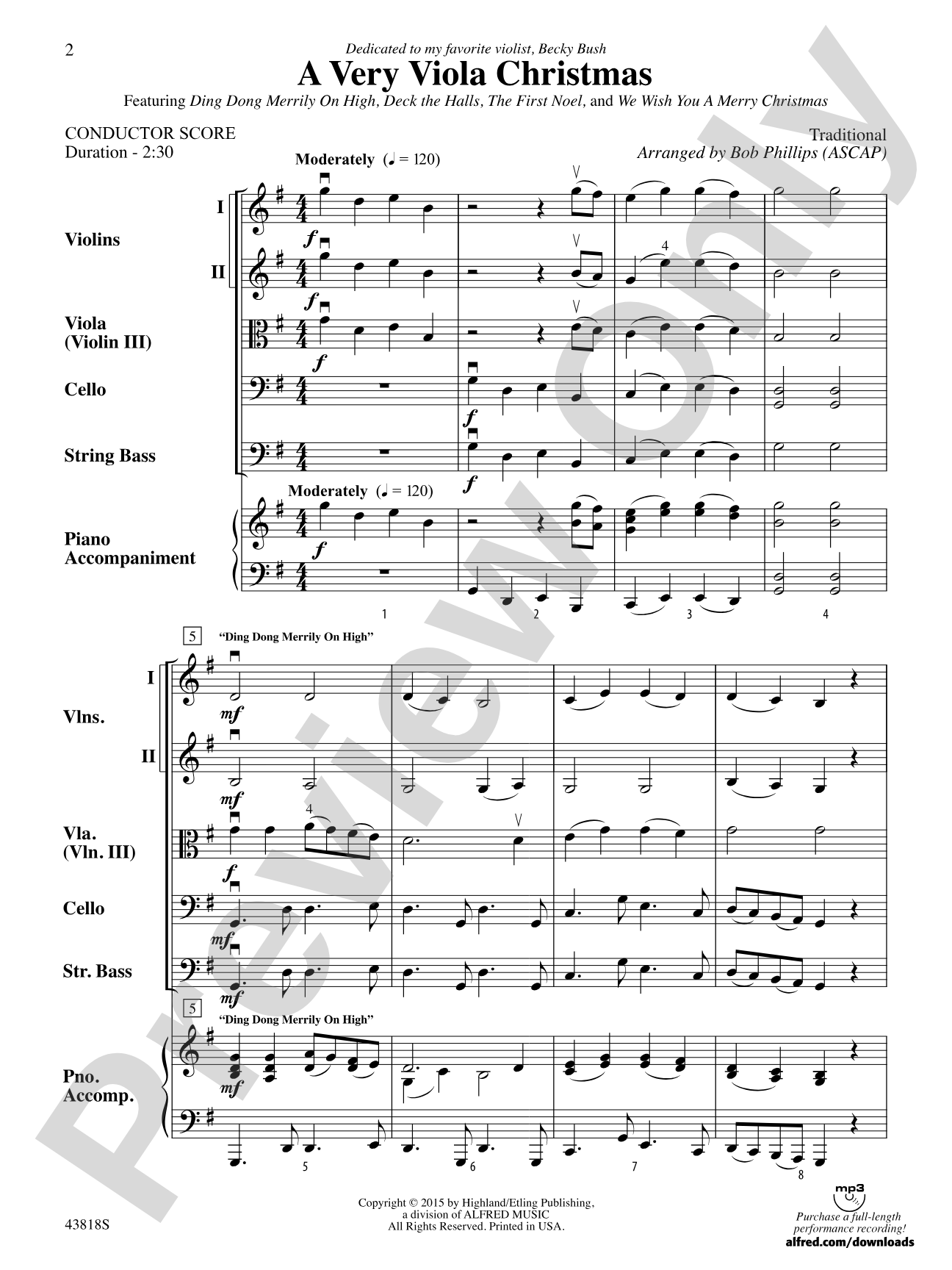 A Very Viola Christmas: String Orchestra Conductor Score & Parts