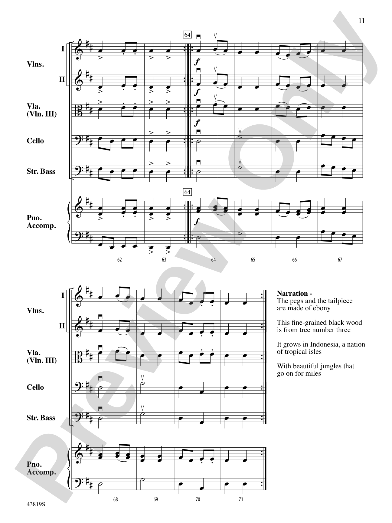 A Tale of Four Trees: String Orchestra Conductor Score & Parts