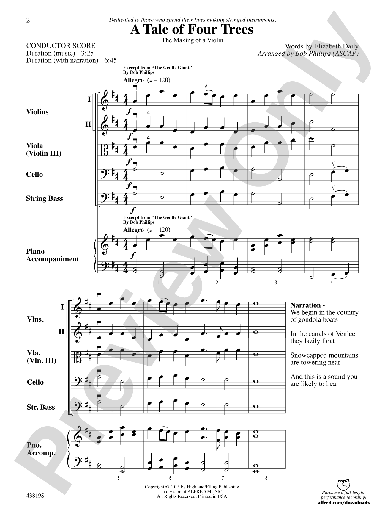 A Tale of Four Trees: String Orchestra Conductor Score & Parts