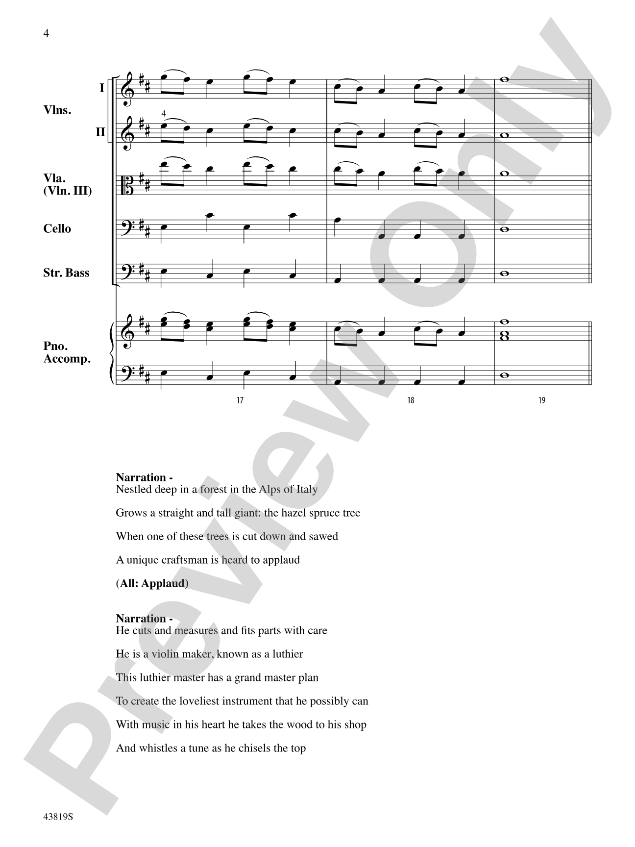 A Tale of Four Trees: String Orchestra Conductor Score & Parts