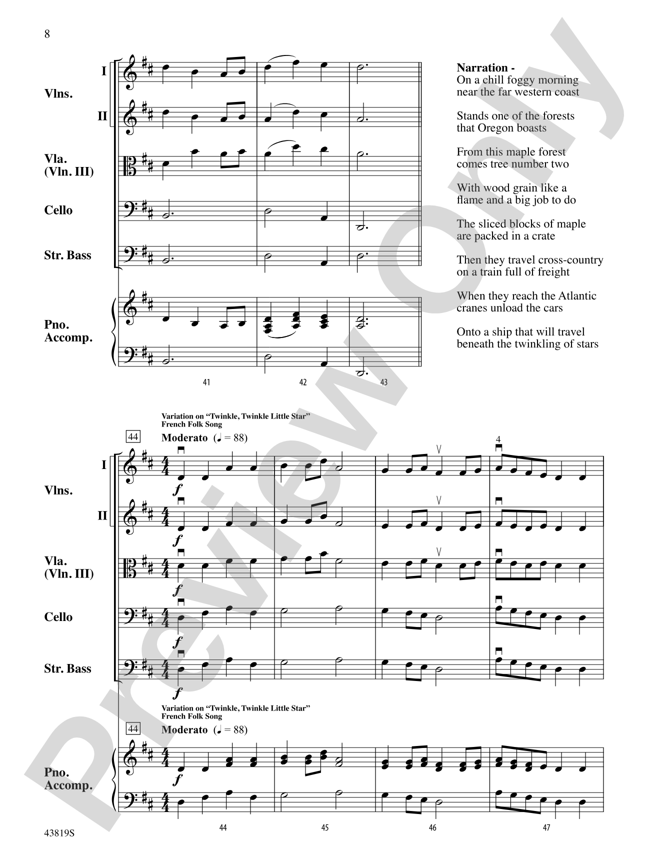 A Tale of Four Trees: String Orchestra Conductor Score & Parts