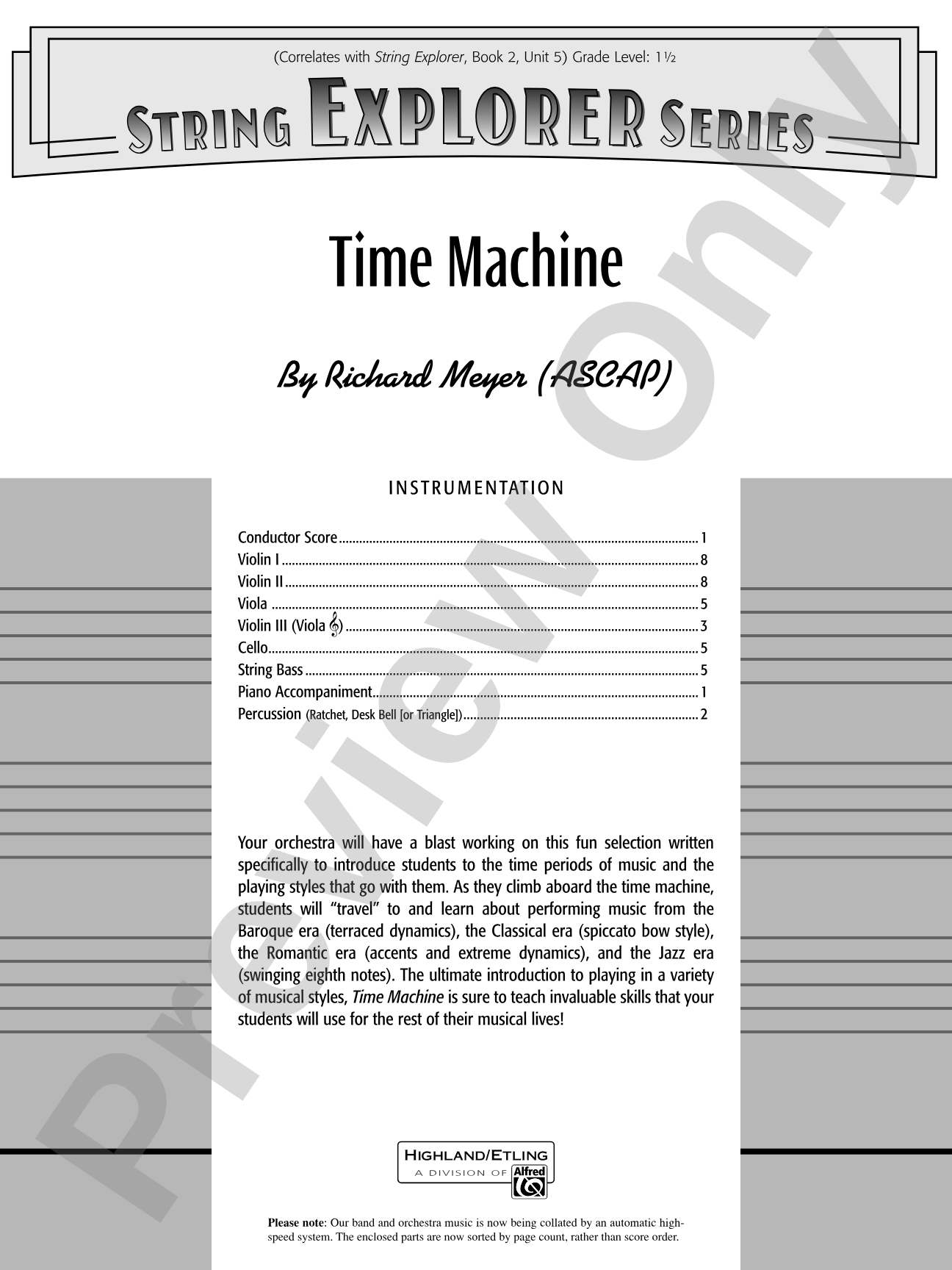 Time Machine: String Orchestra Conductor Score & Parts