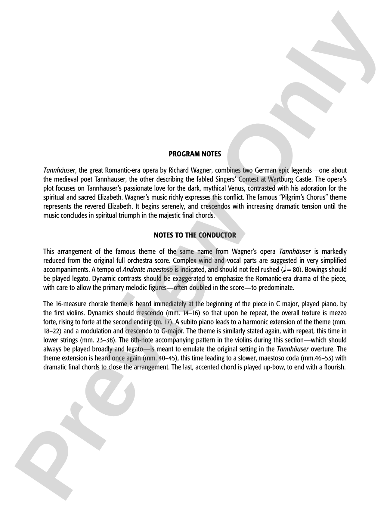 Pilgrim's Chorus (from Tannhäuser): Score