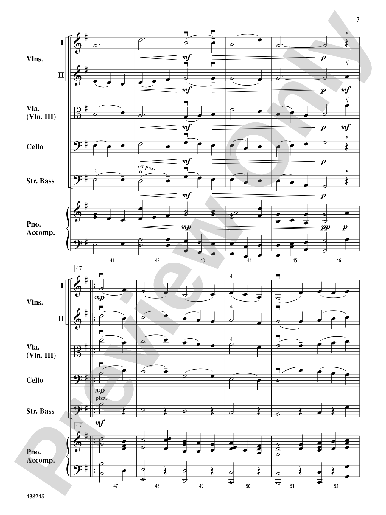 A Cascade of Carols: String Orchestra Conductor Score & Parts