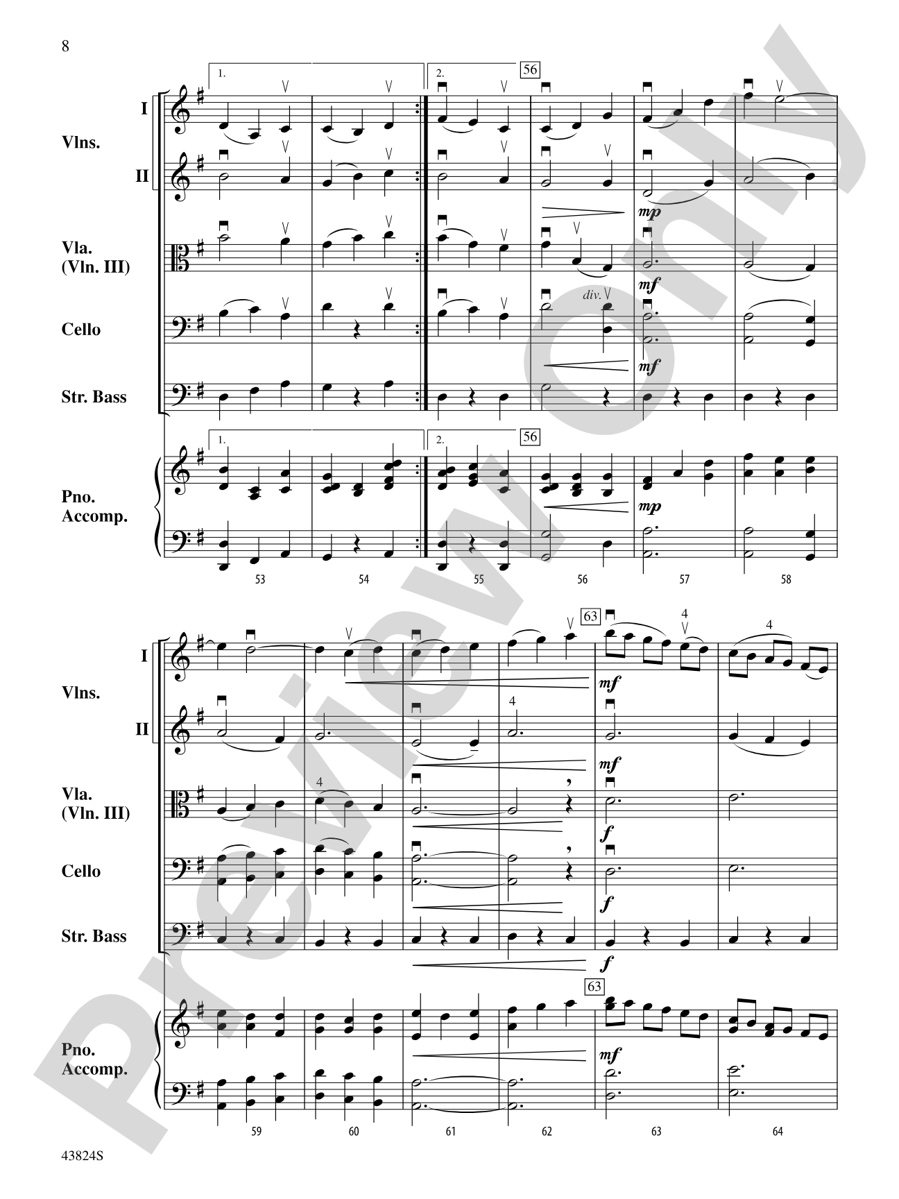 A Cascade of Carols: String Orchestra Conductor Score & Parts