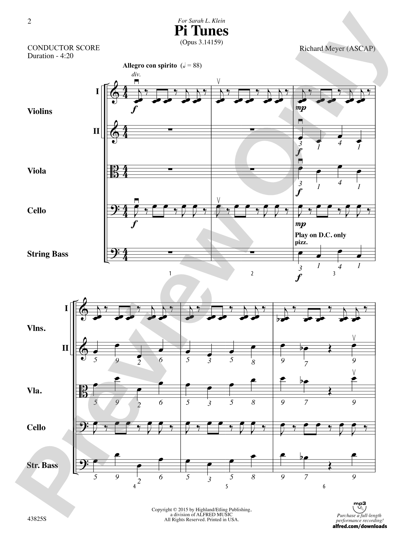 Pi Tunes: String Orchestra Conductor Score & Parts
