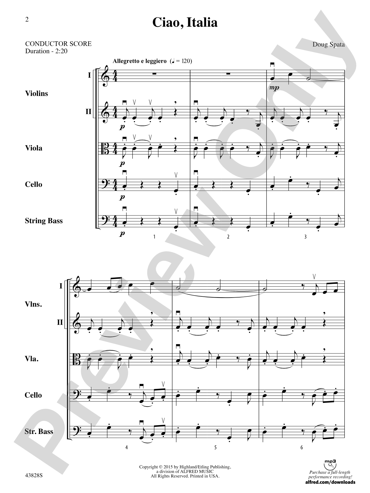 Ciao, Italia: String Orchestra Conductor Score & Parts
