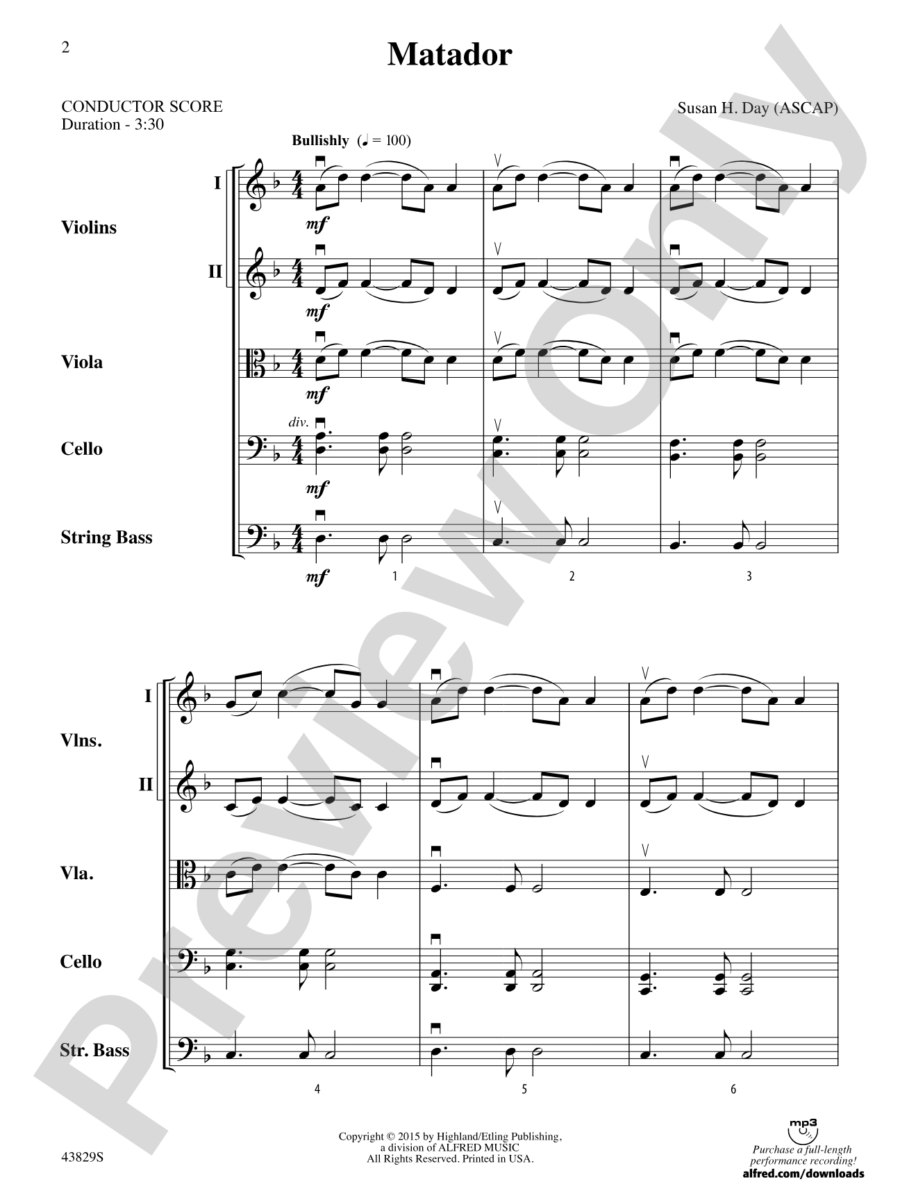 Matador: String Orchestra Conductor Score & Parts