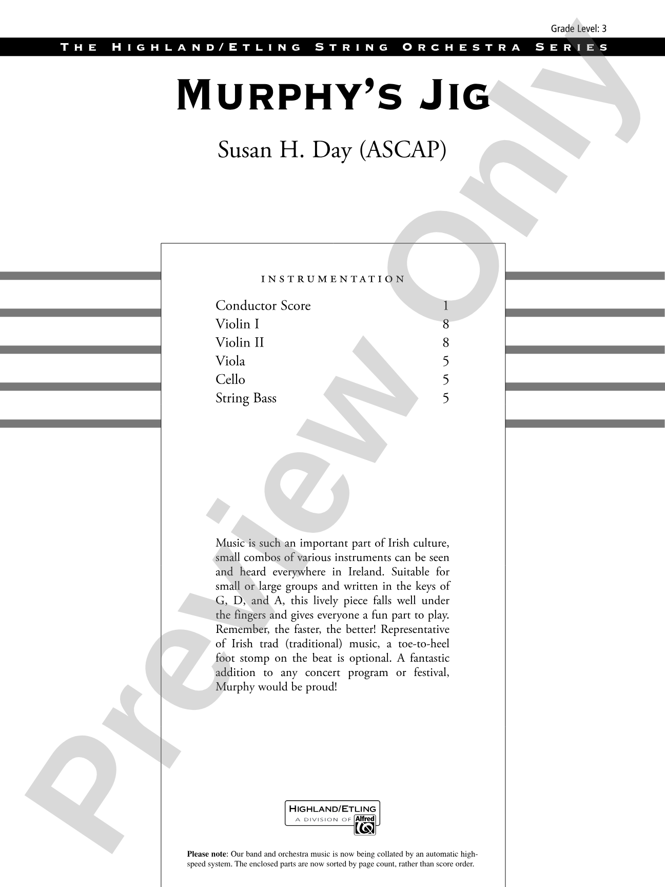 Murphy's Jig: String Orchestra Conductor Score & Parts