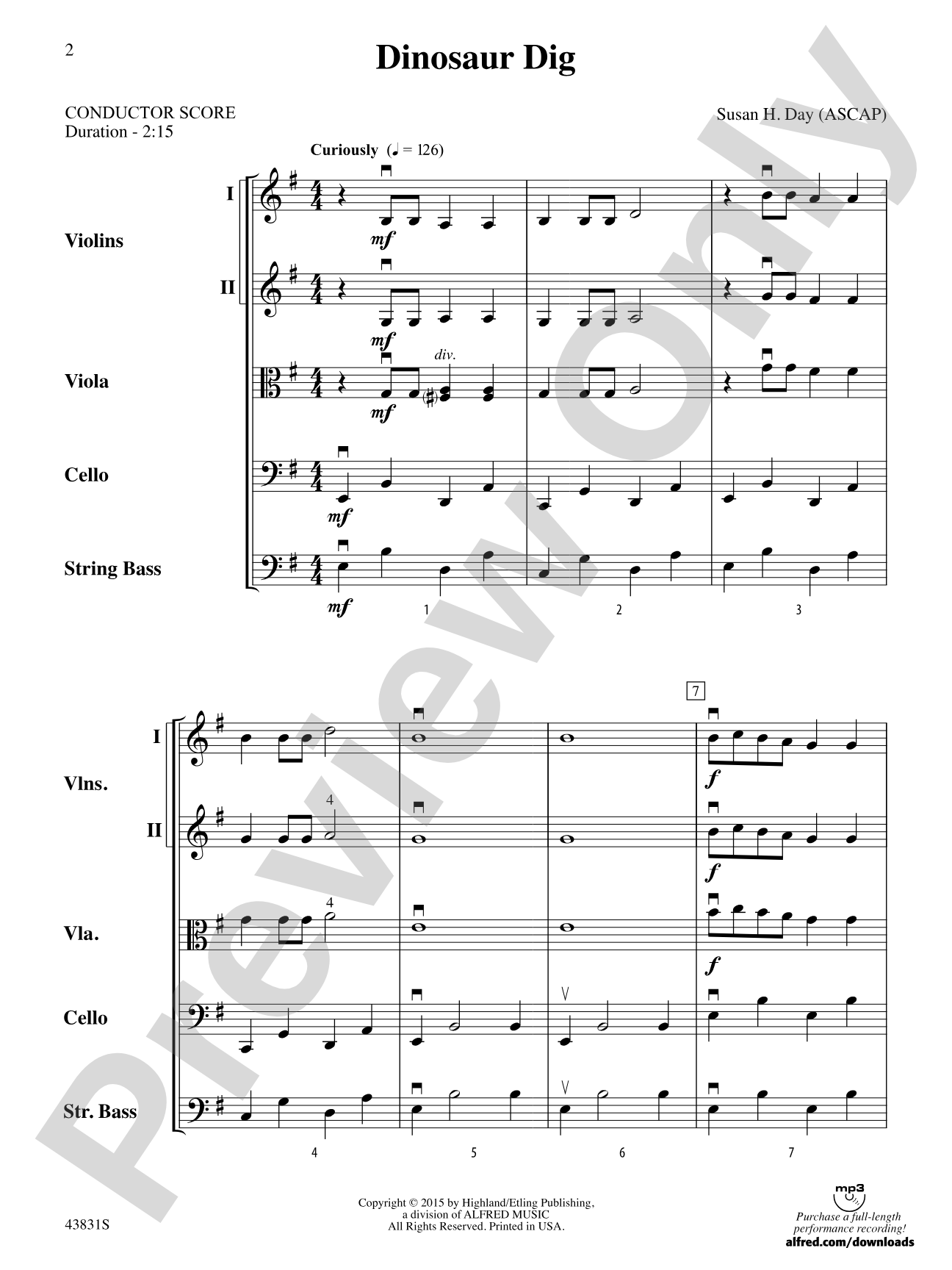Dinosaur Dig: String Orchestra Conductor Score & Parts