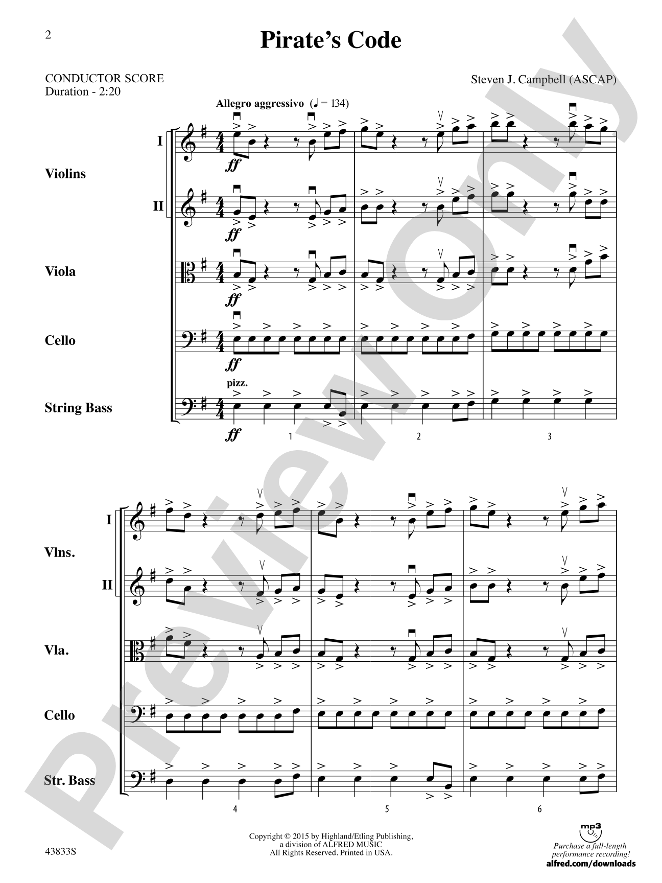 Pirate's Code: String Orchestra Conductor Score & Parts
