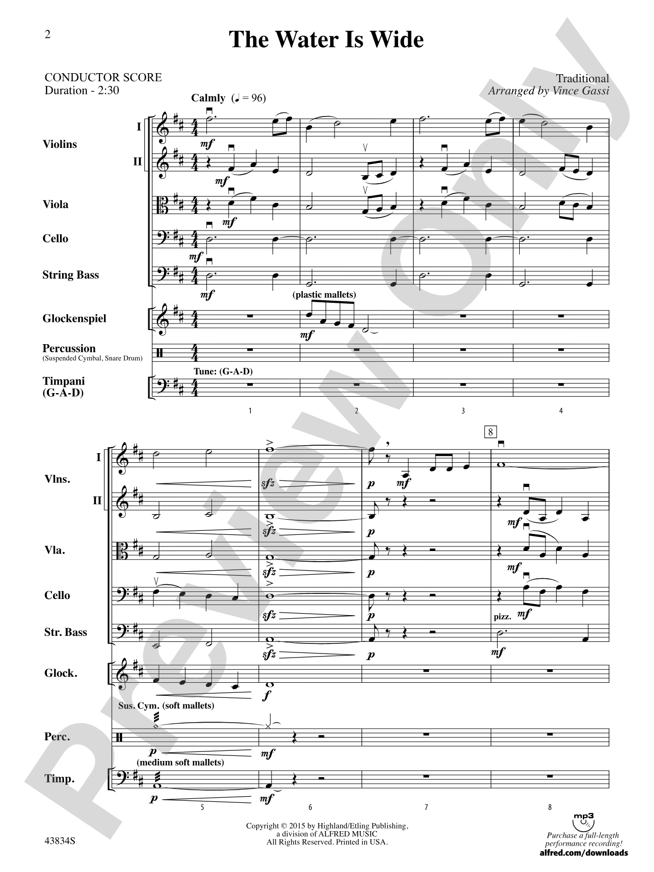 The Water Is Wide: String Orchestra Conductor Score & Parts
