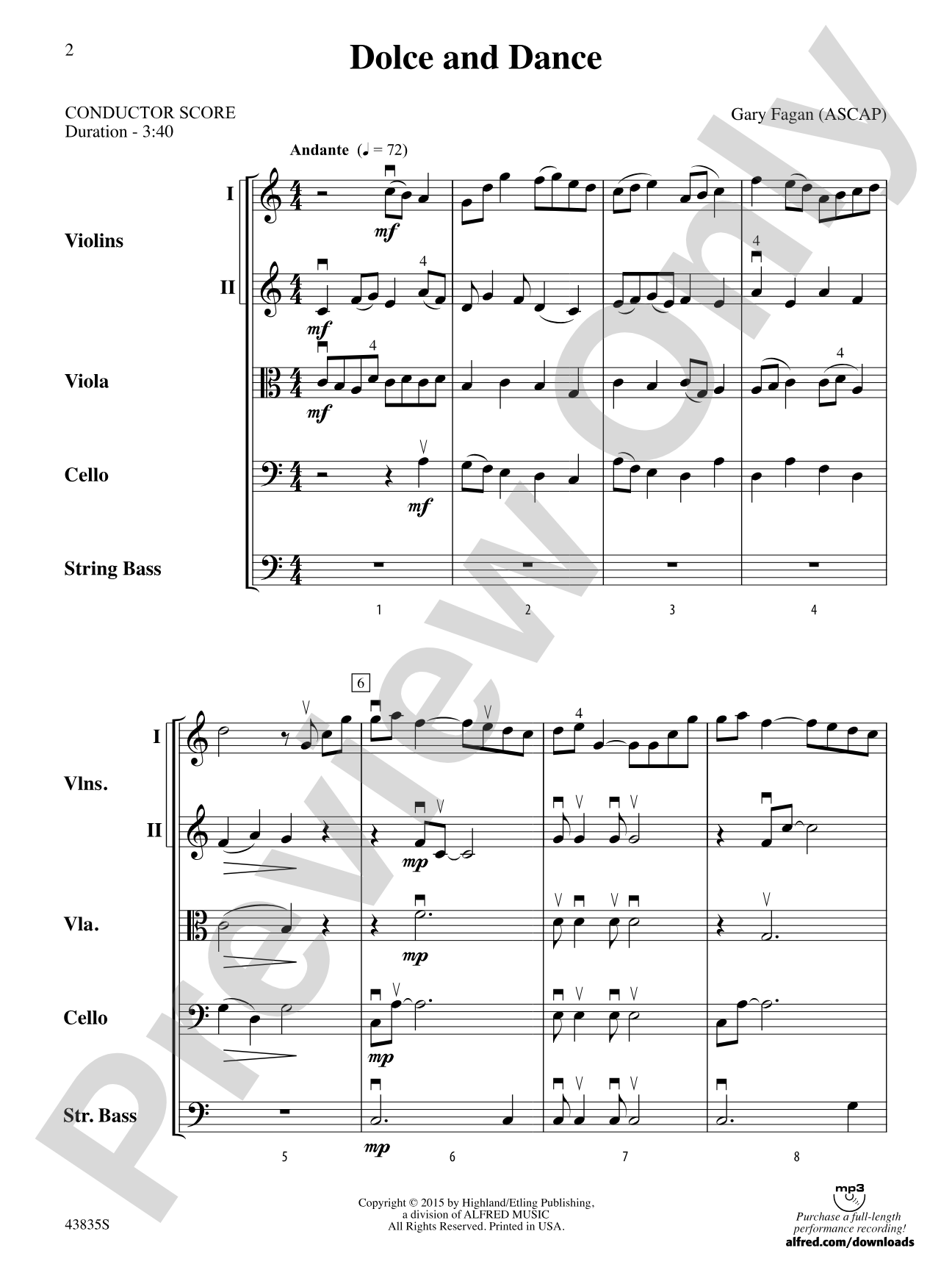 Dolce and Dance: String Orchestra Conductor Score & Parts
