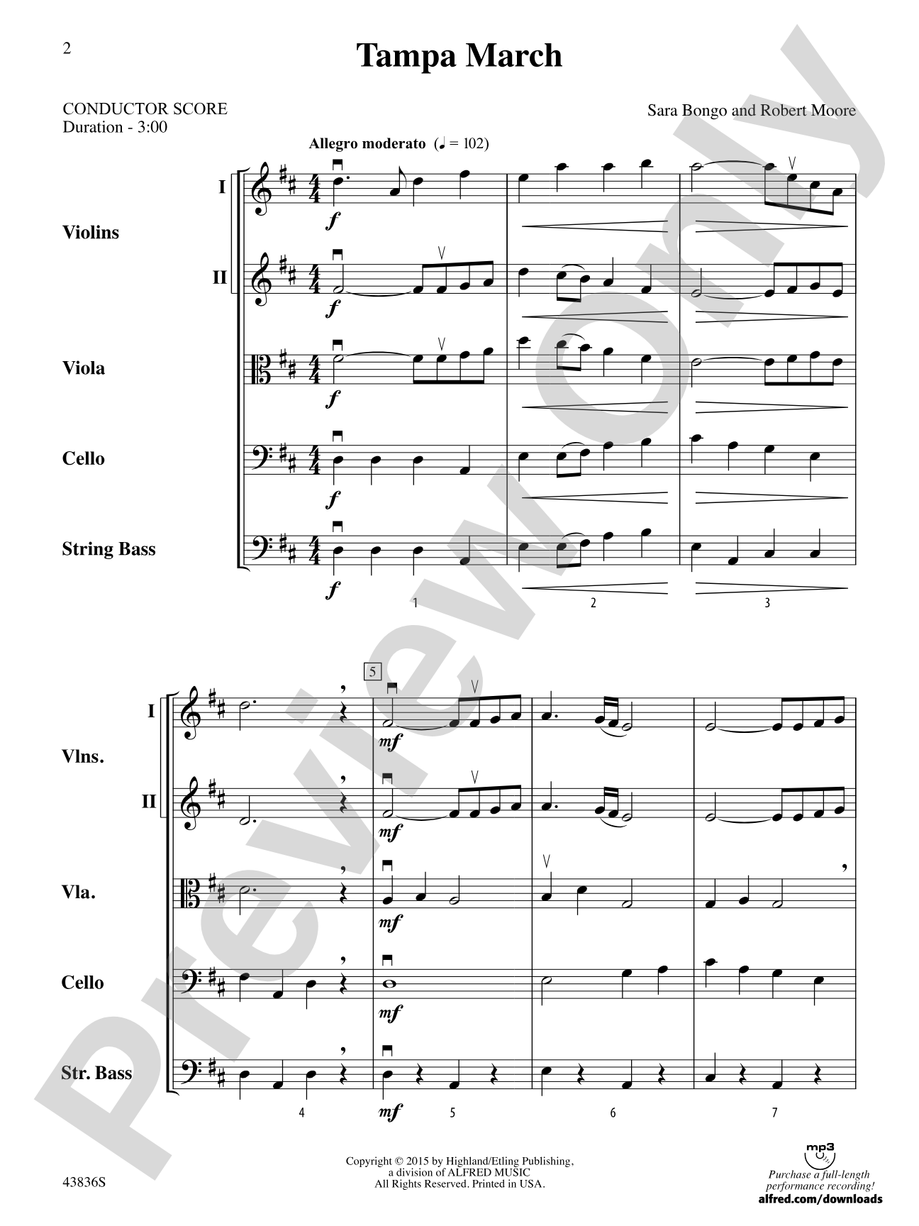 Tampa March: String Orchestra Conductor Score & Parts