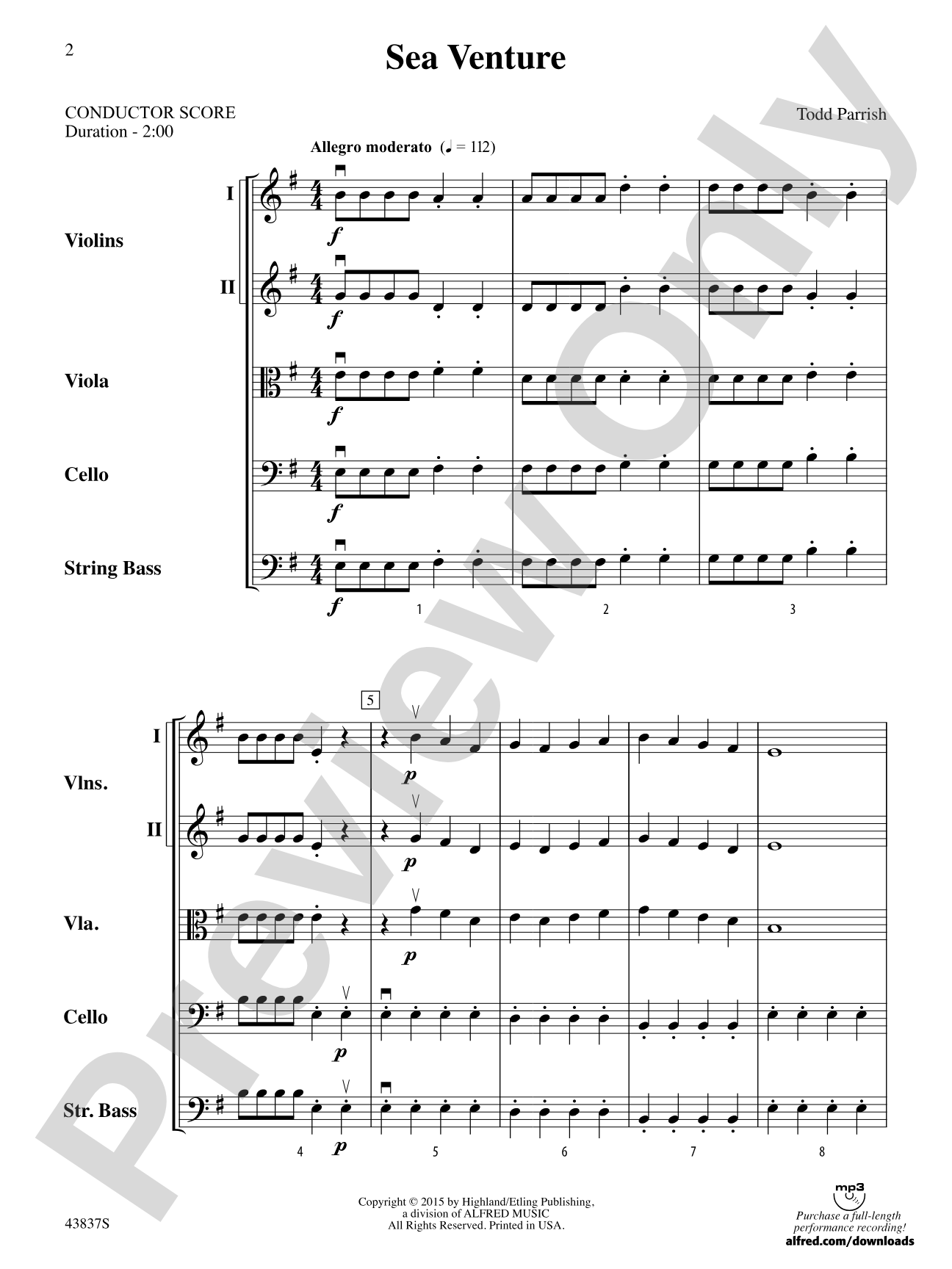Sea Venture: String Orchestra Conductor Score & Parts