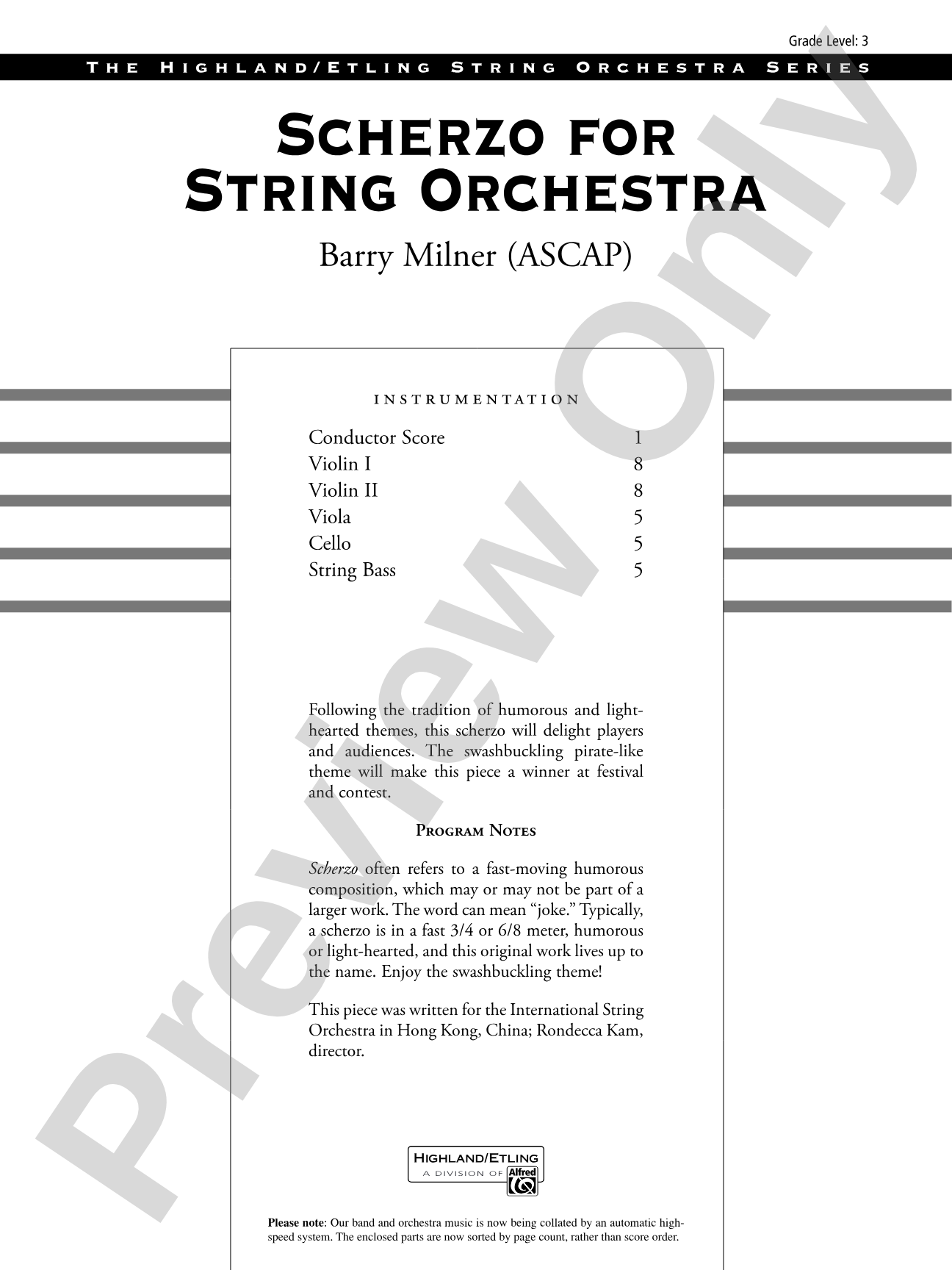 Scherzo for String Orchestra: String Orchestra Conductor Score & Parts