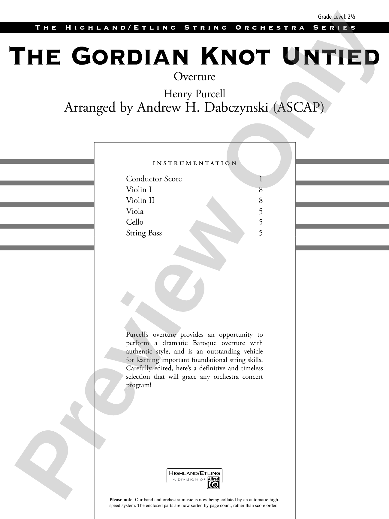 The Gordian Knot Untied: String Orchestra Conductor Score & Parts