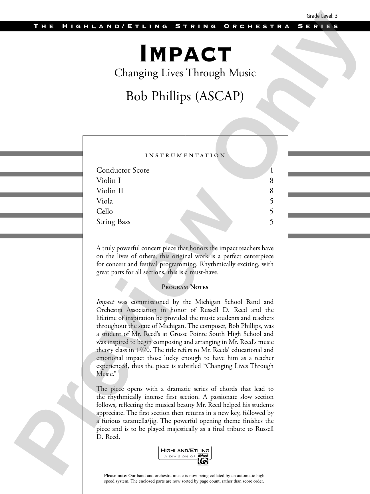 Impact: String Orchestra Conductor Score & Parts