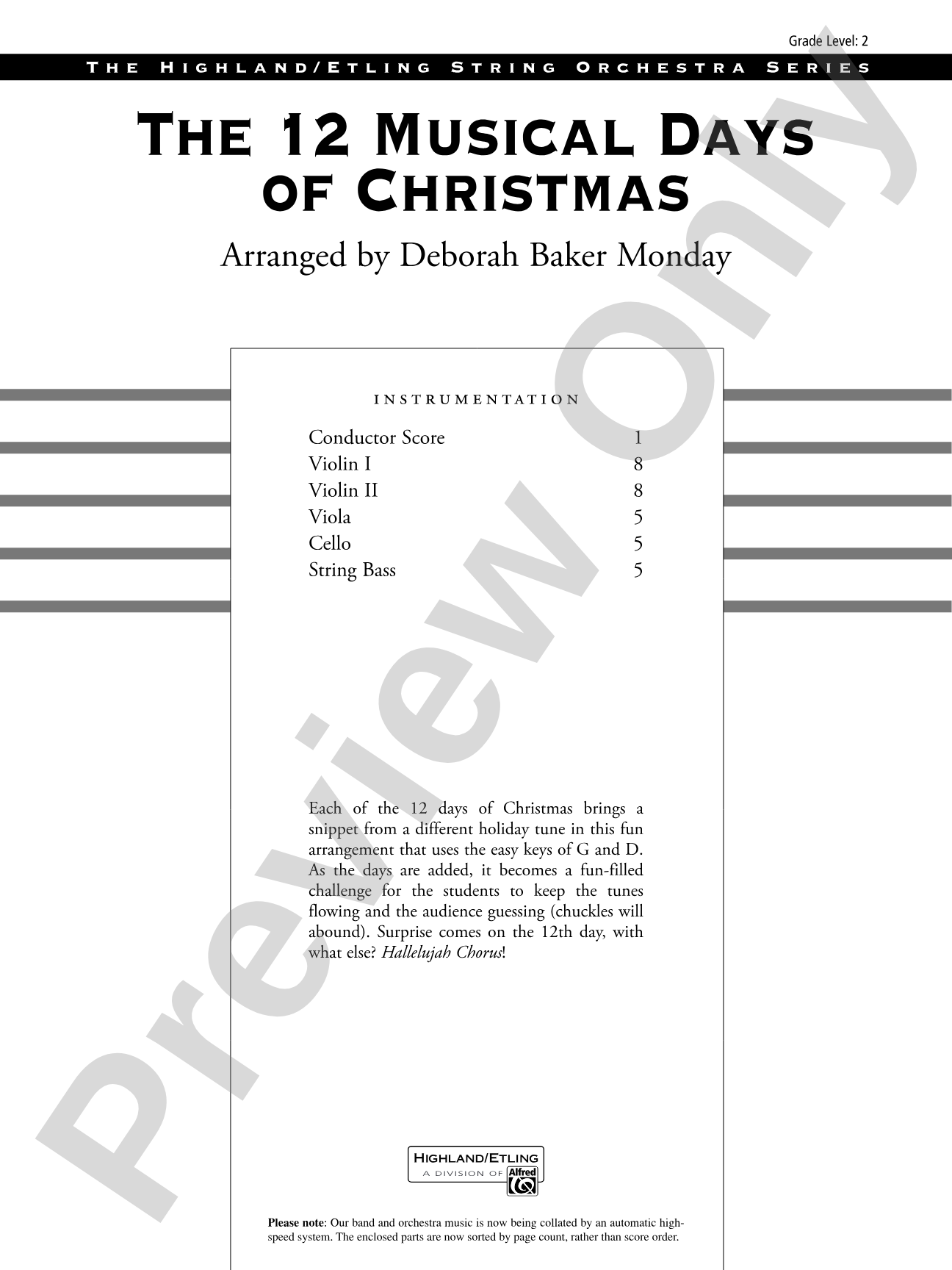 The 12 Musical Days of Christmas: String Orchestra Conductor Score & Parts