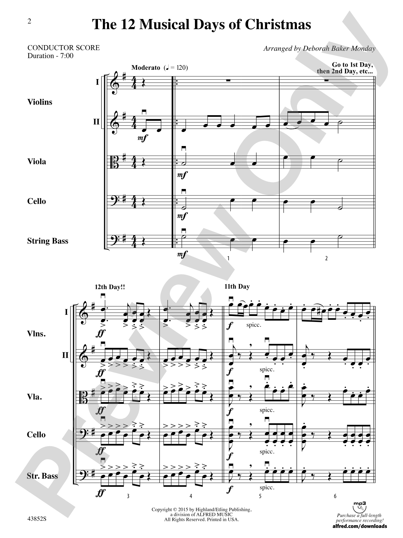 The 12 Musical Days of Christmas: String Orchestra Conductor Score & Parts