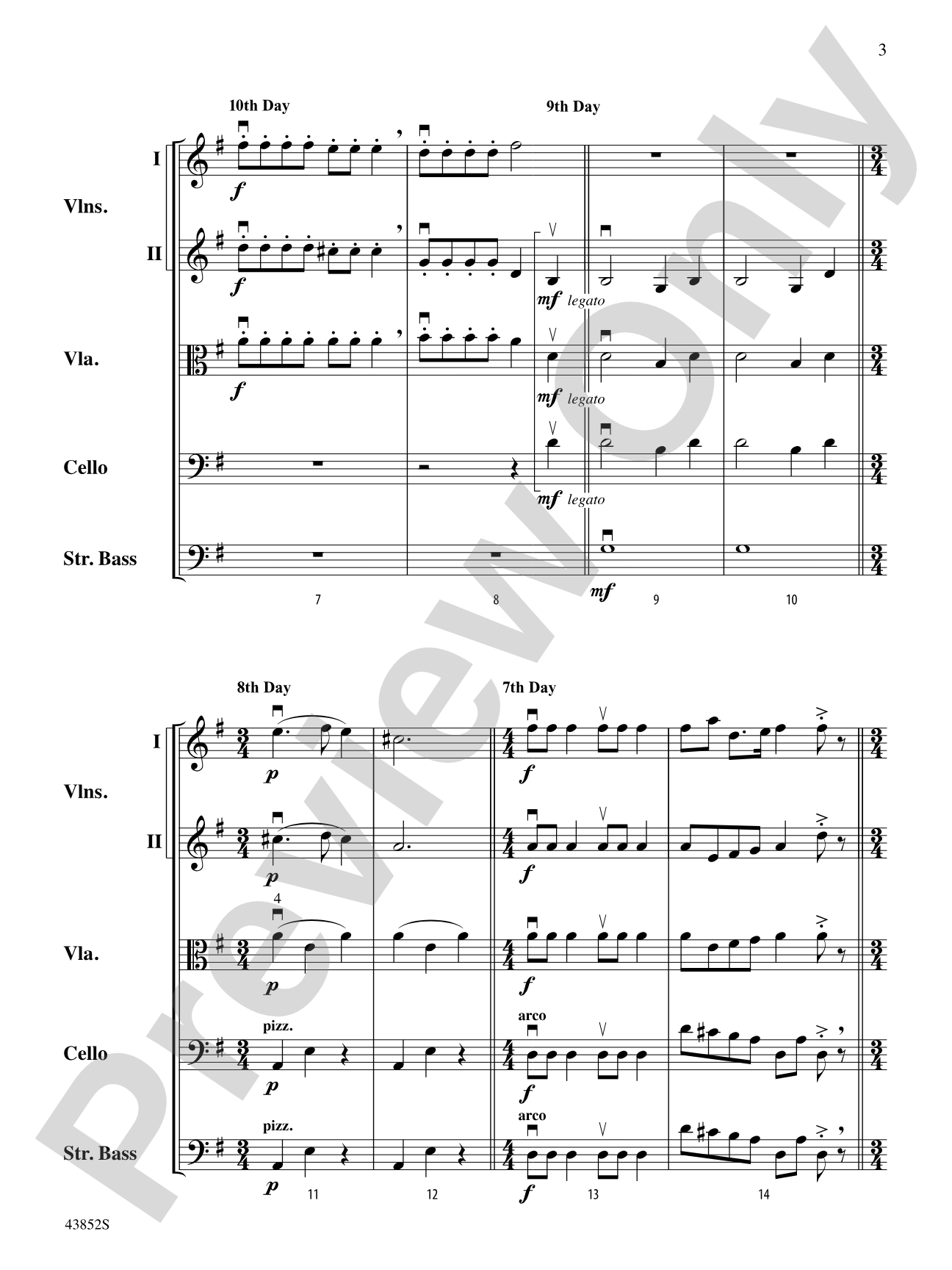 The 12 Musical Days of Christmas: String Orchestra Conductor Score & Parts
