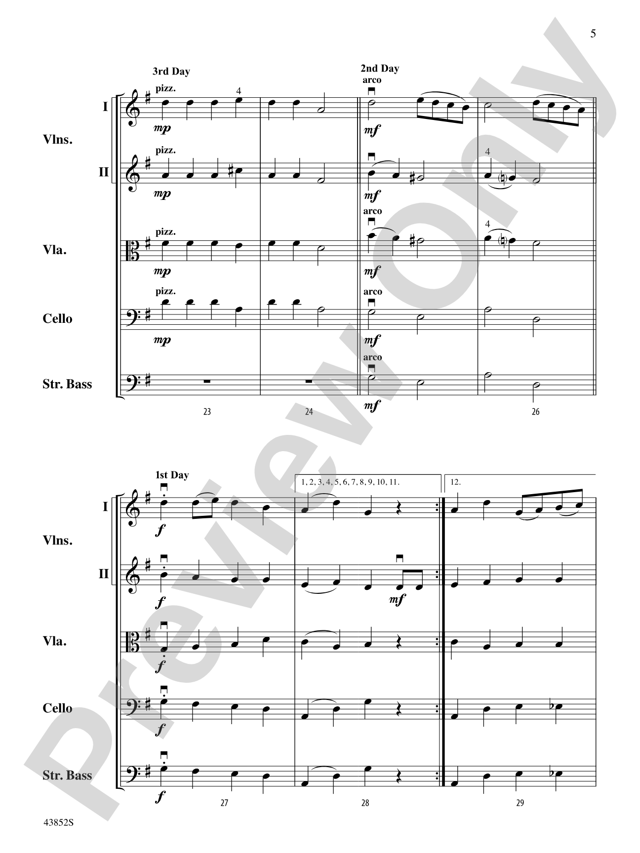 The 12 Musical Days of Christmas: String Orchestra Conductor Score & Parts