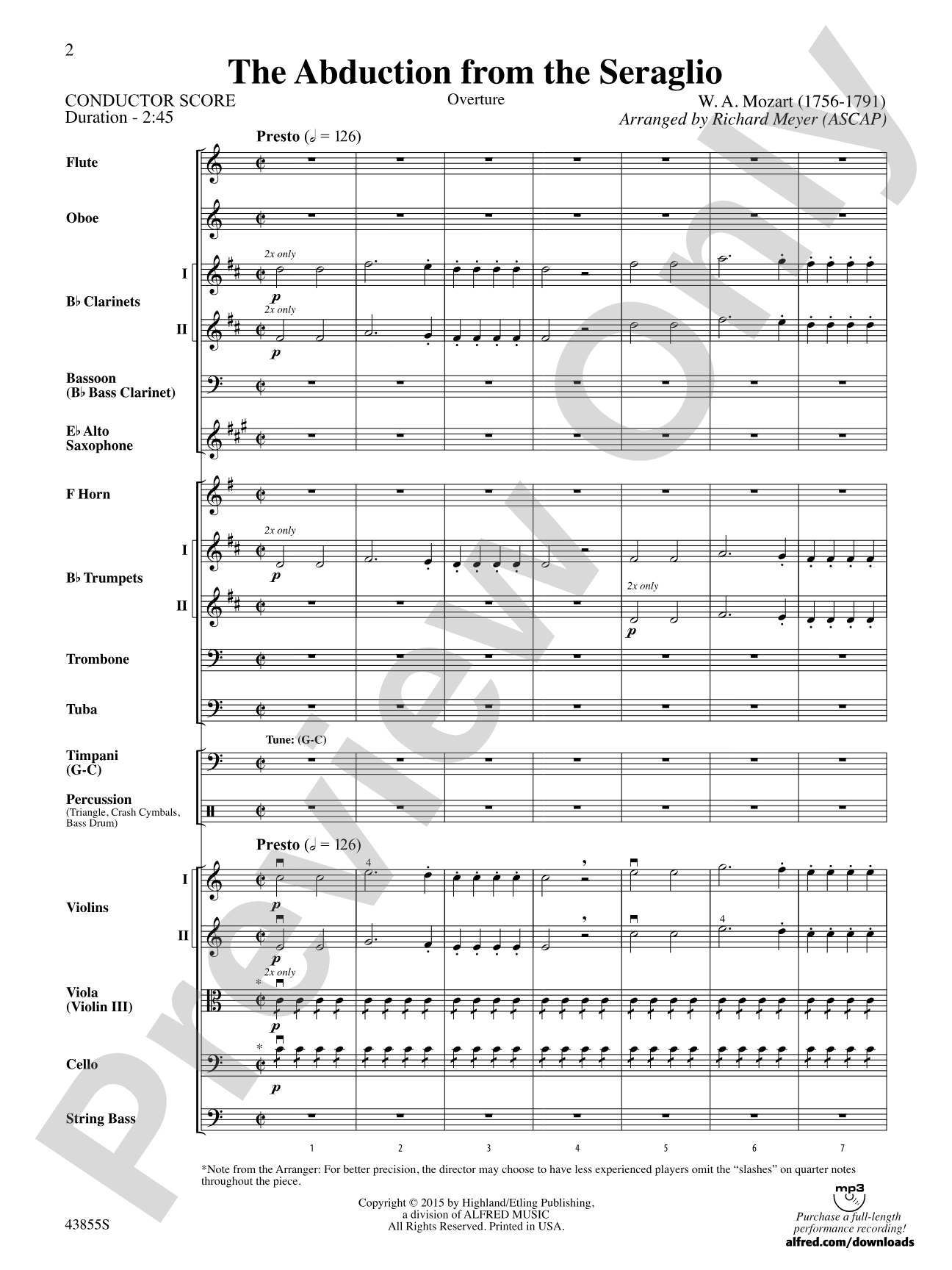 The Abduction from the Seraglio: Full Orchestra Conductor Score & Parts