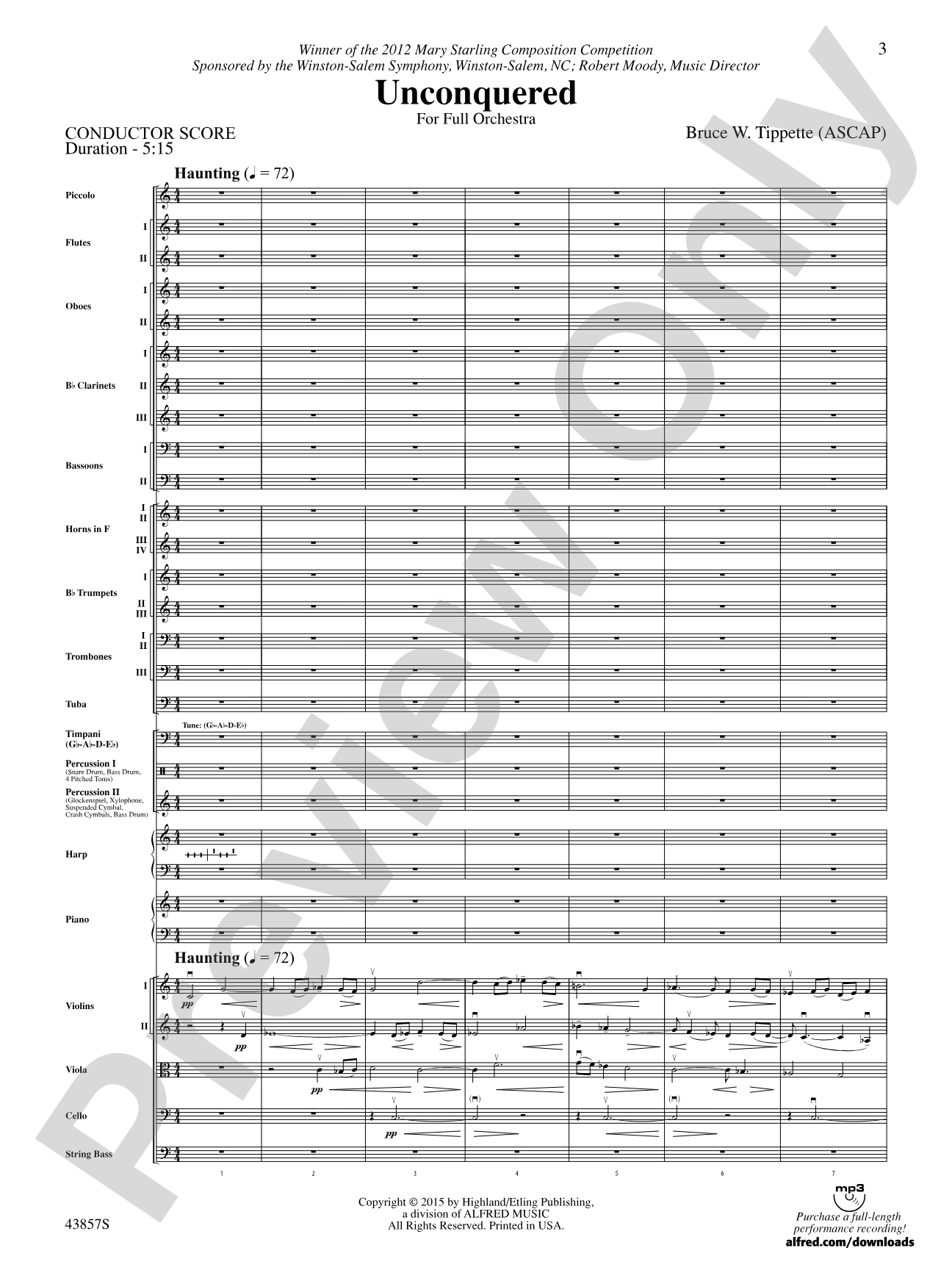 Unconquered: Full Orchestra Conductor Score & Parts