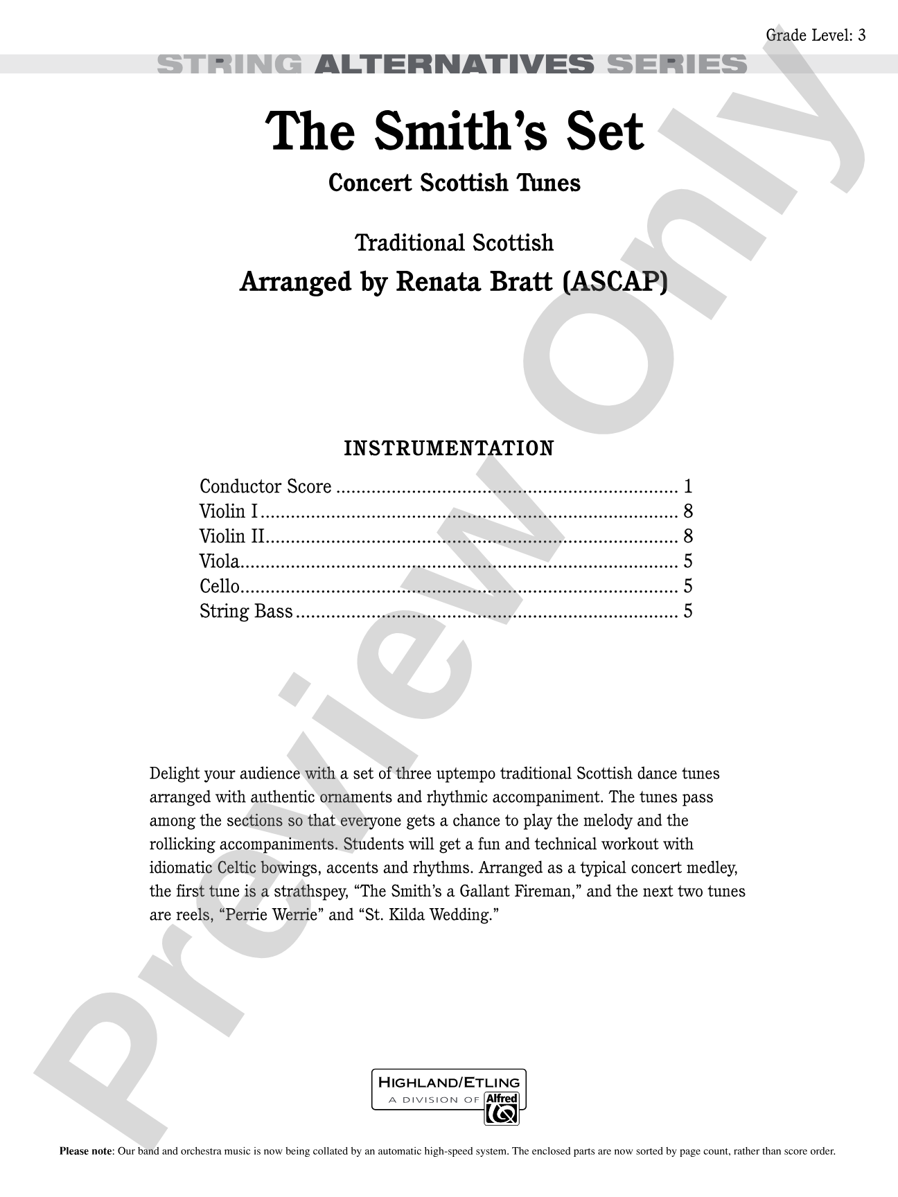 The Smith's Set: String Orchestra Conductor Score & Parts