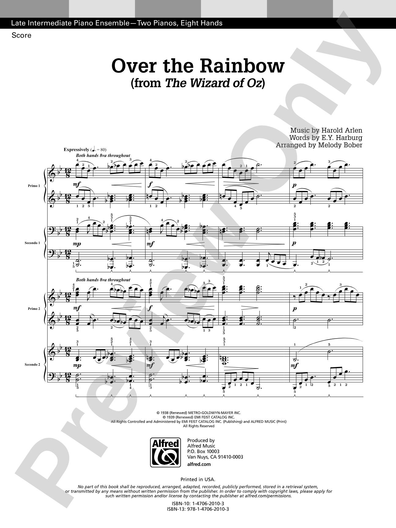 Over the Rainbow: Score