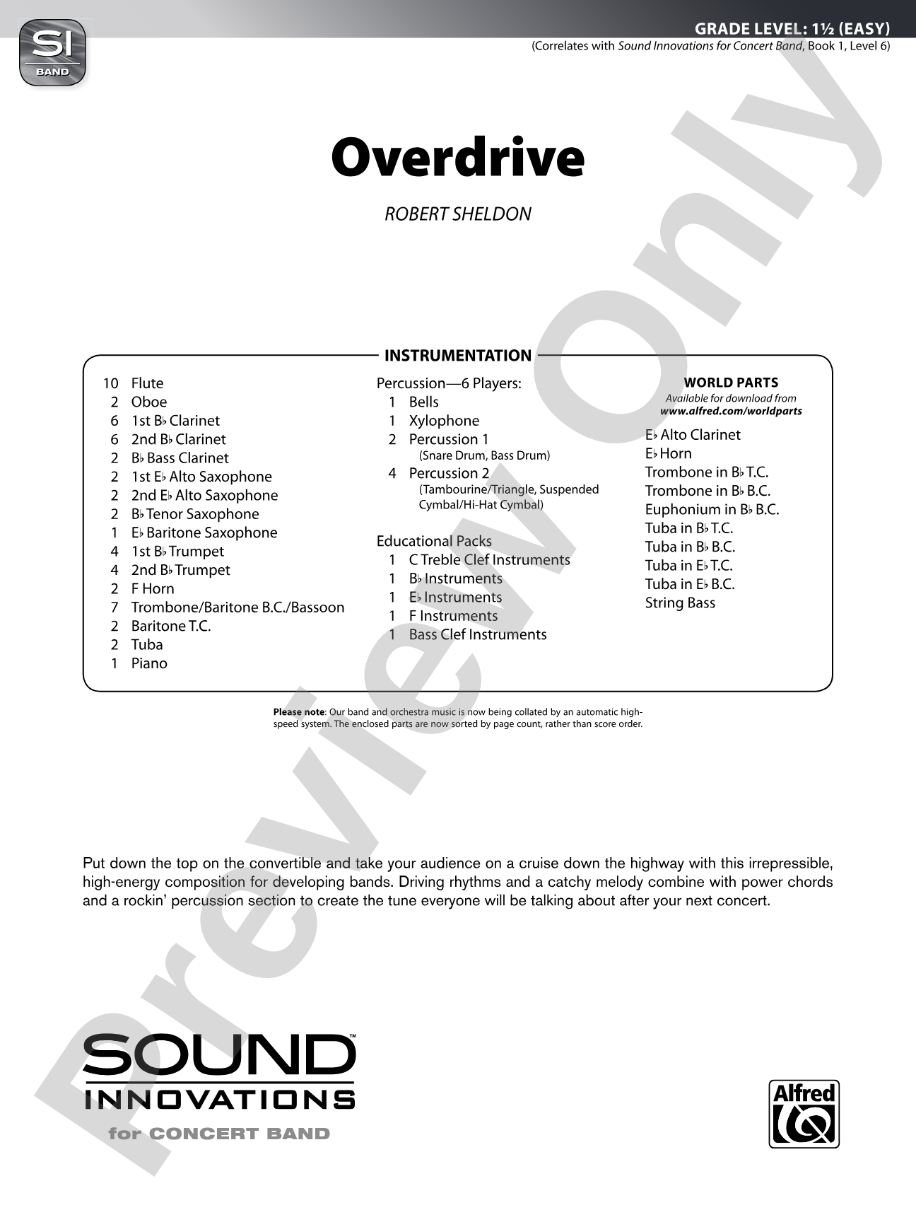 Overdrive: Concert Band Conductor Score & Parts