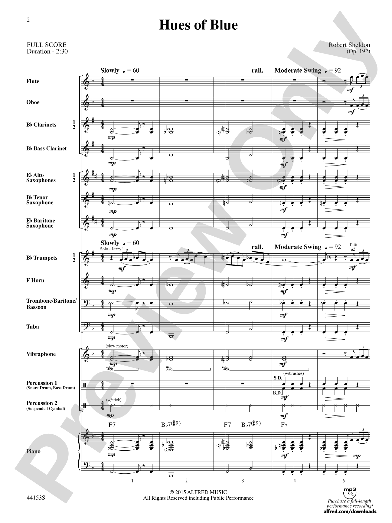 Hues of Blue: Concert Band Conductor Score & Parts