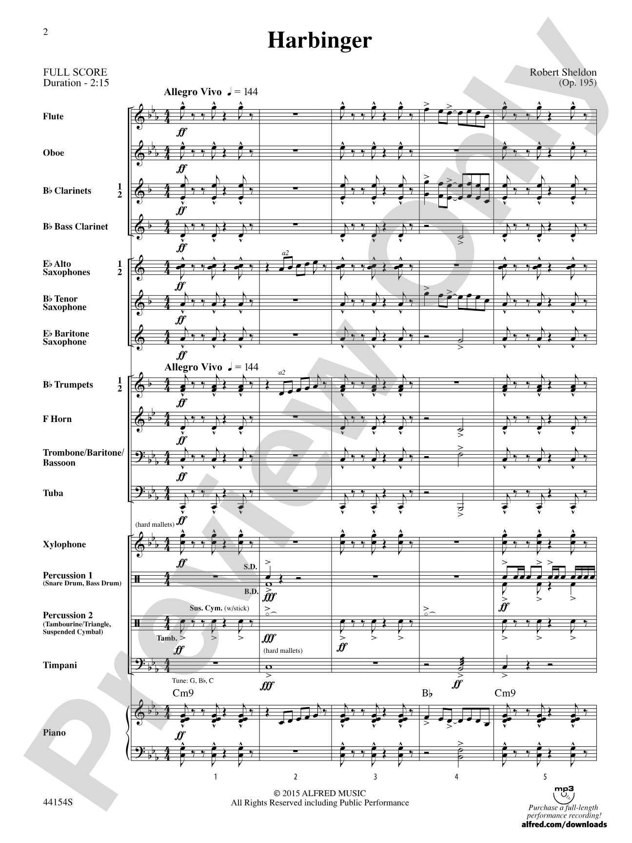 Harbinger: Concert Band Conductor Score & Parts