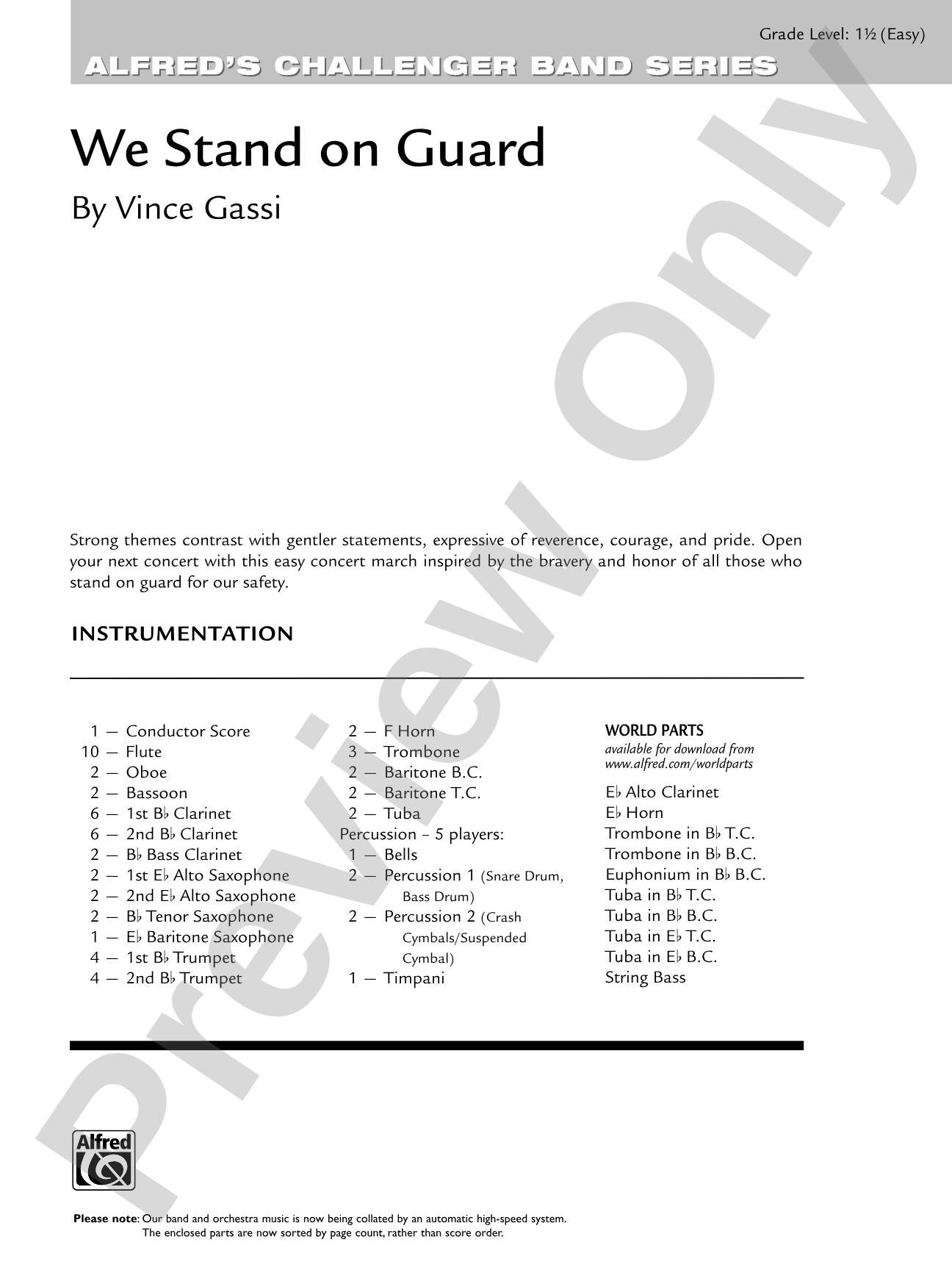 We Stand on Guard: Concert Band Conductor Score & Parts