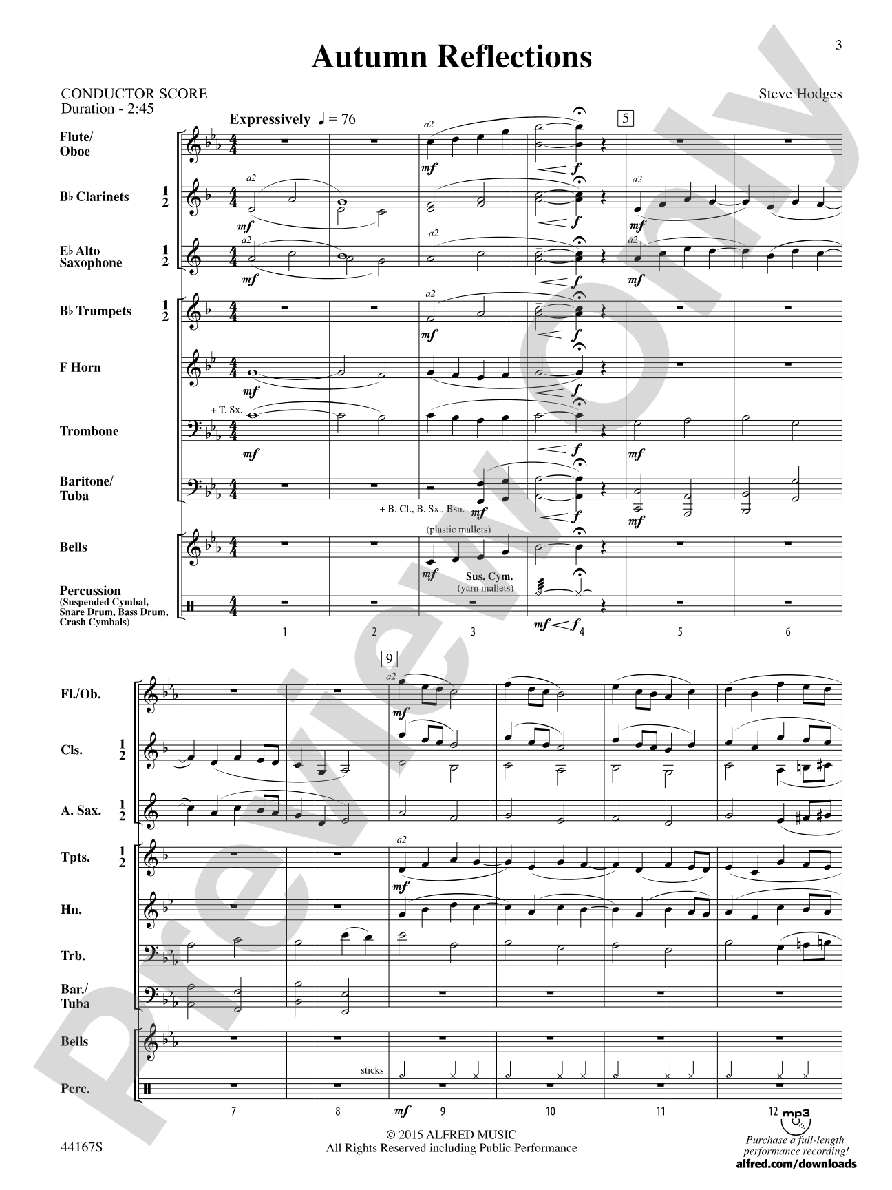 Autumn Reflections: Concert Band Conductor Score & Parts