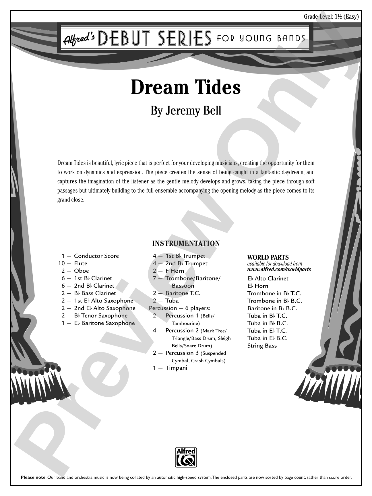 Dream Tides: Concert Band Conductor Score & Parts