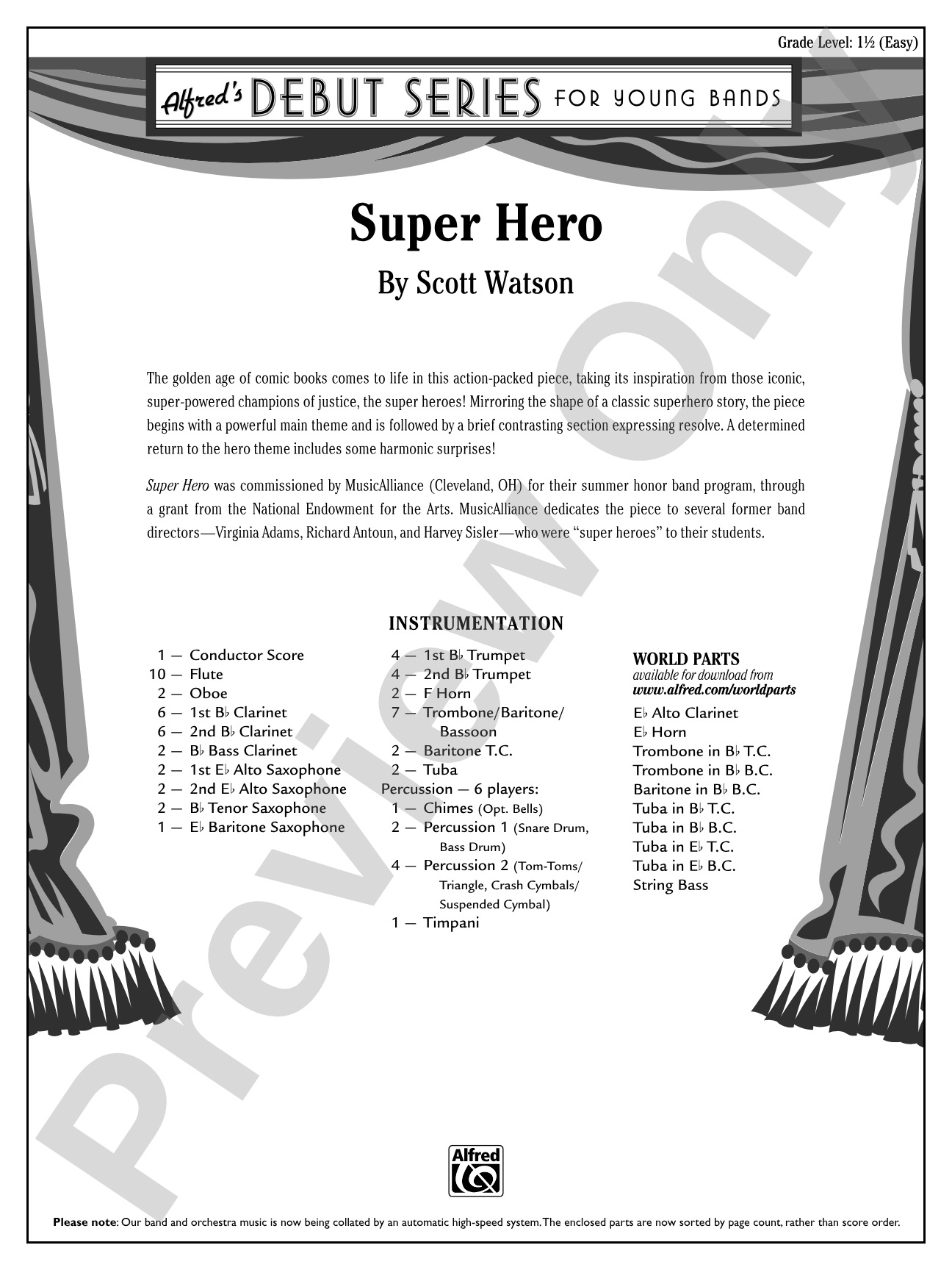 Super Hero: Concert Band Conductor Score & Parts