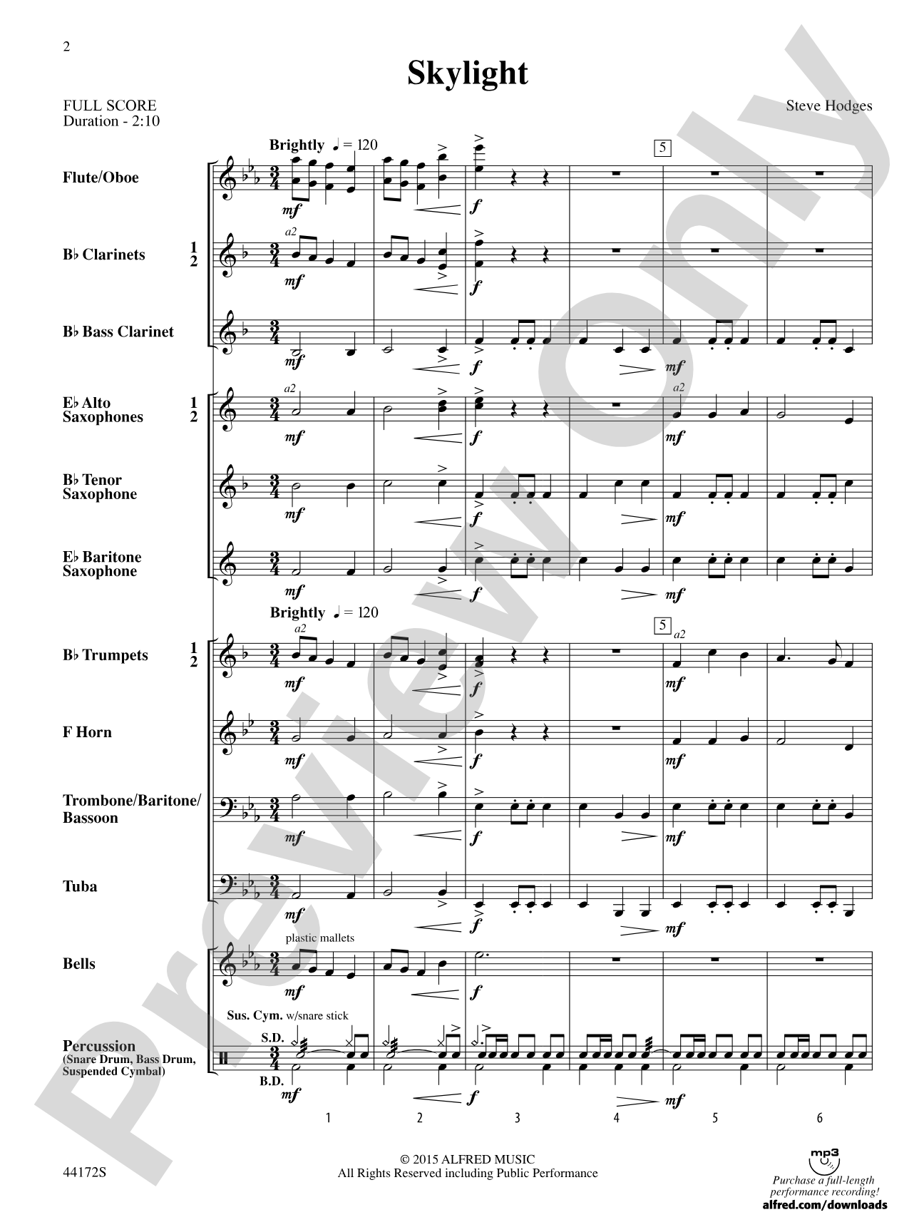 Skylight: Concert Band Conductor Score & Parts