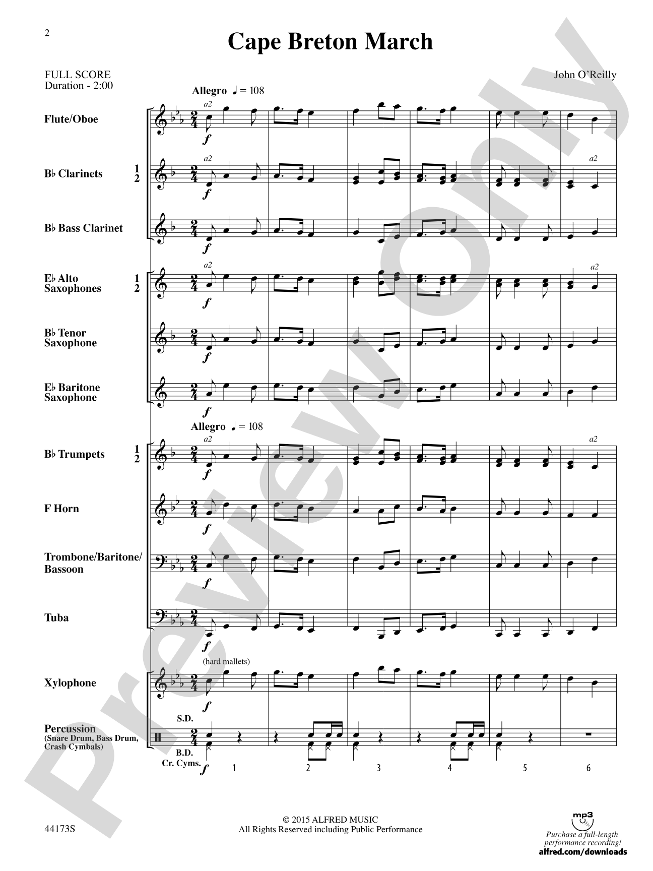 Cape Breton March: Concert Band Conductor Score & Parts