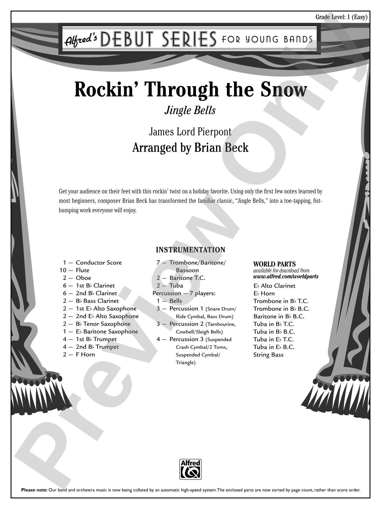 Rockin' Through the Snow: Concert Band Conductor Score & Parts