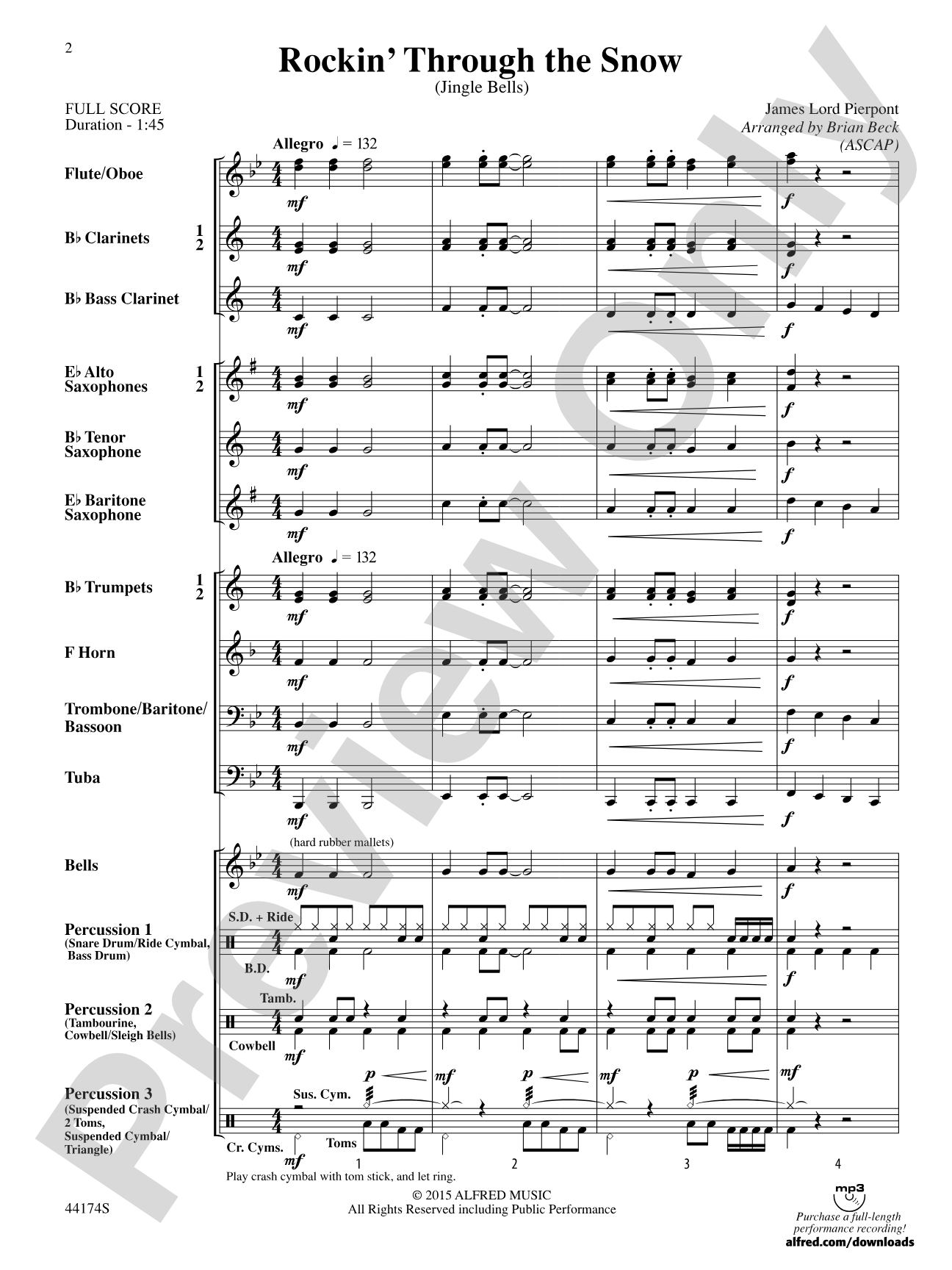 Rockin' Through the Snow: Concert Band Conductor Score & Parts