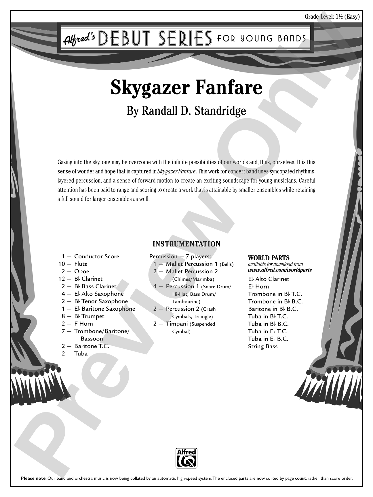 Skygazer Fanfare: Concert Band Conductor Score & Parts